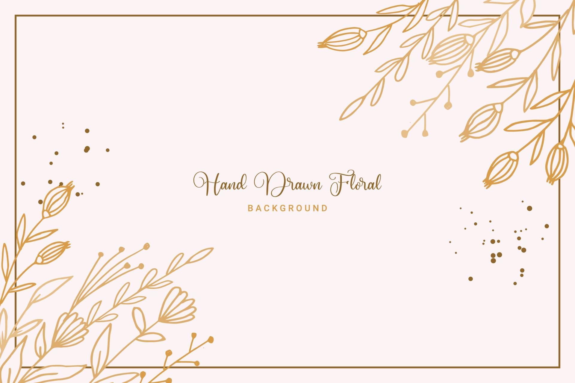 Elegant golden floral background with hand drawn flowers and leaves illustration decoration Stock Free and Free SVG