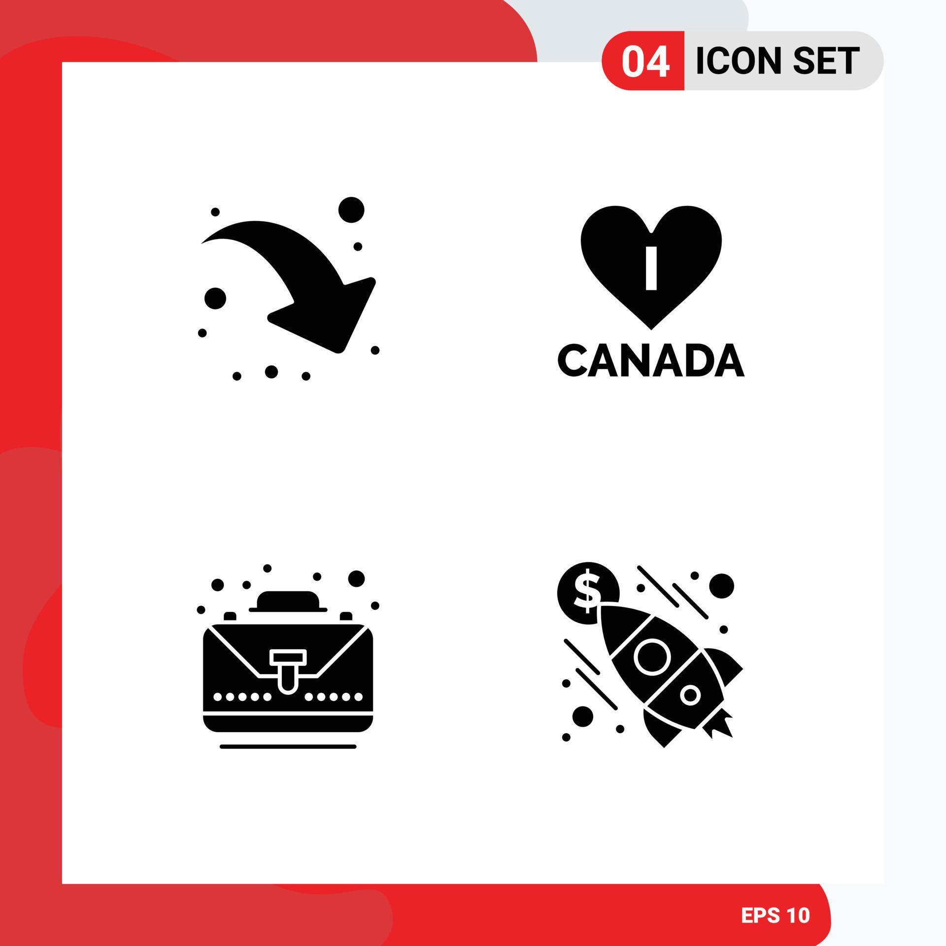 4 Creative Icons Modern Signs and Symbols of arrow bag love business launch Editable Vector Design Elements Stock Free