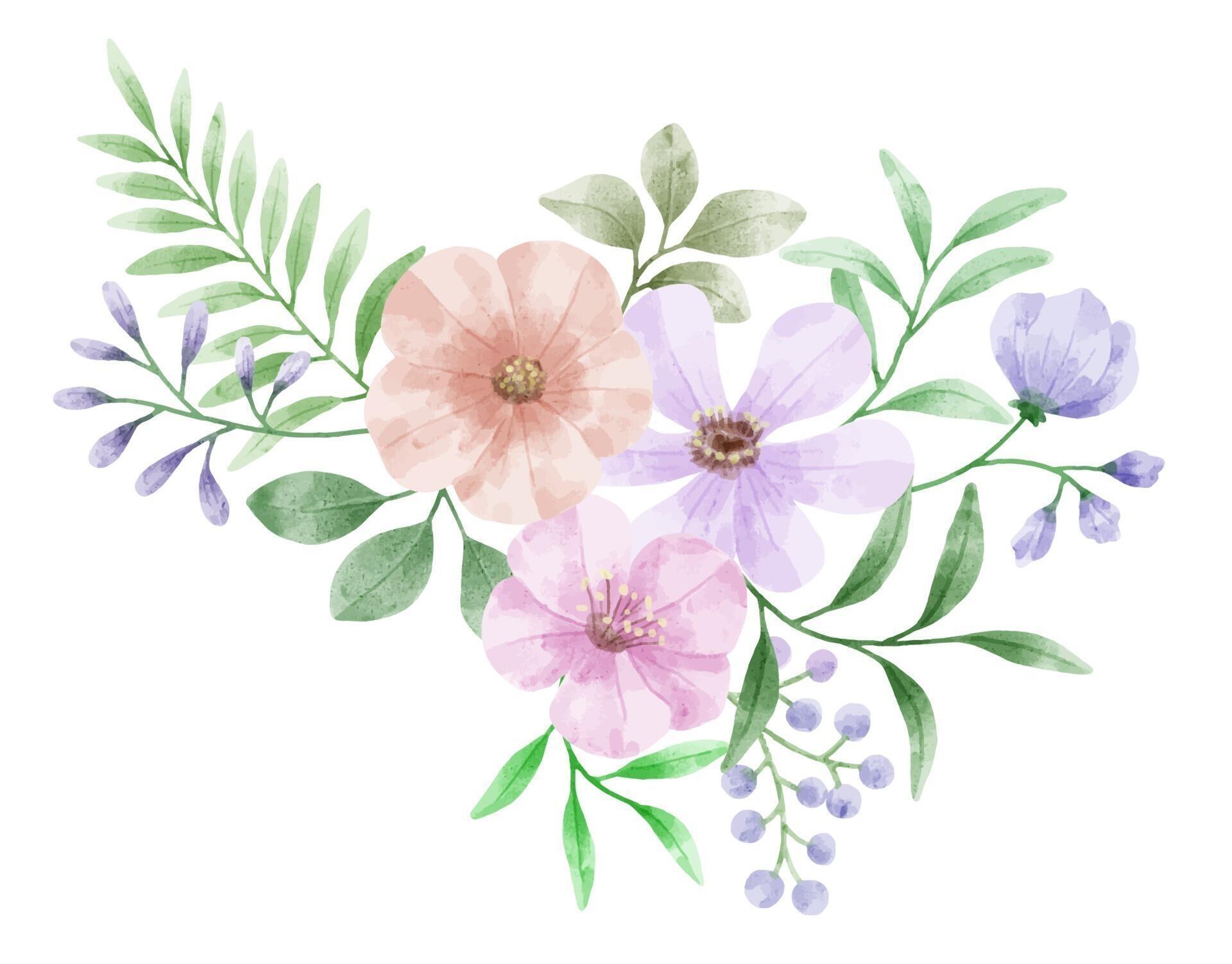 A set of flowers painted in watercolor for designer work create Stock Free