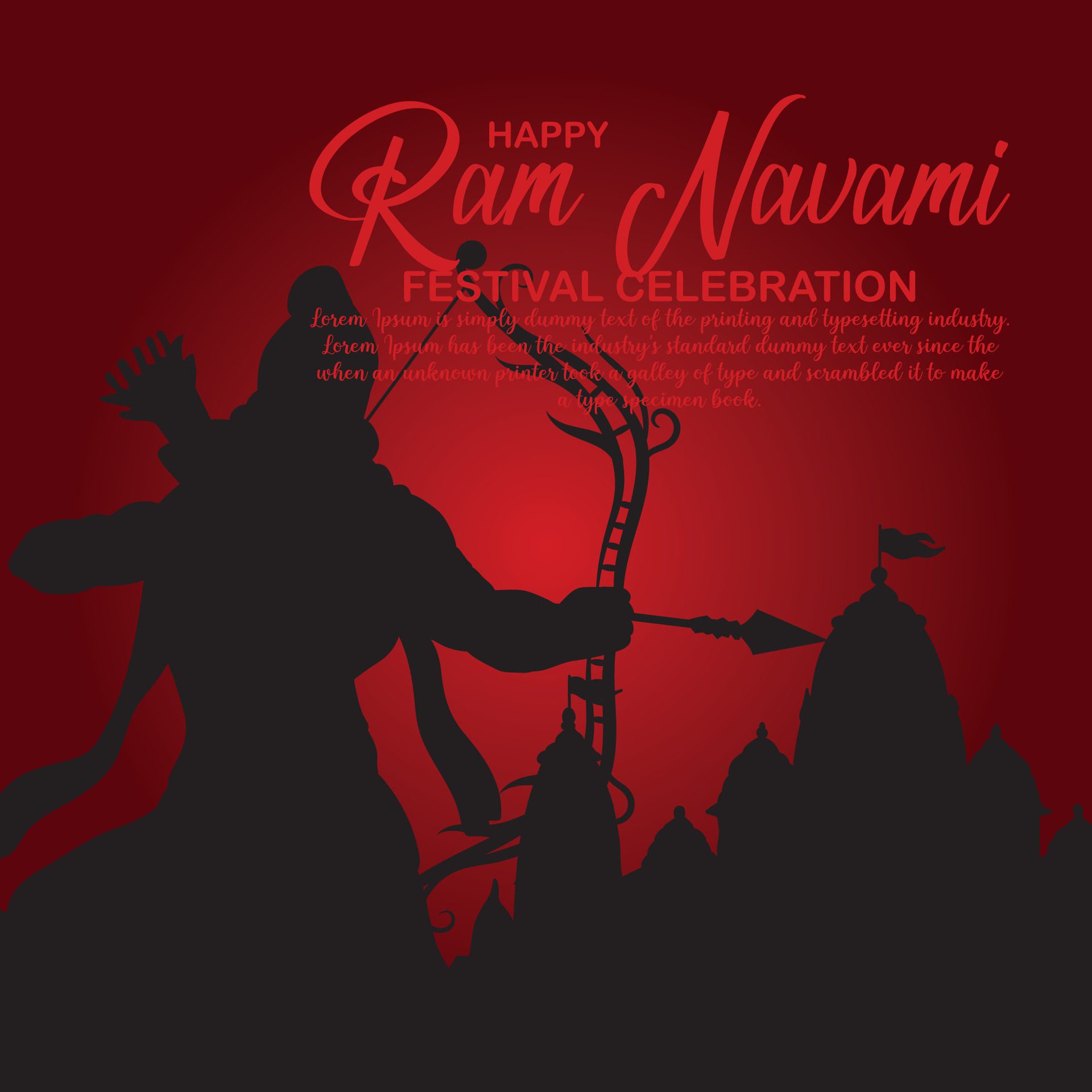 Happy Ram Navami cultural Banner Hindu festival vertical post wishes celebration card Ram Navami celebration background Free Vector