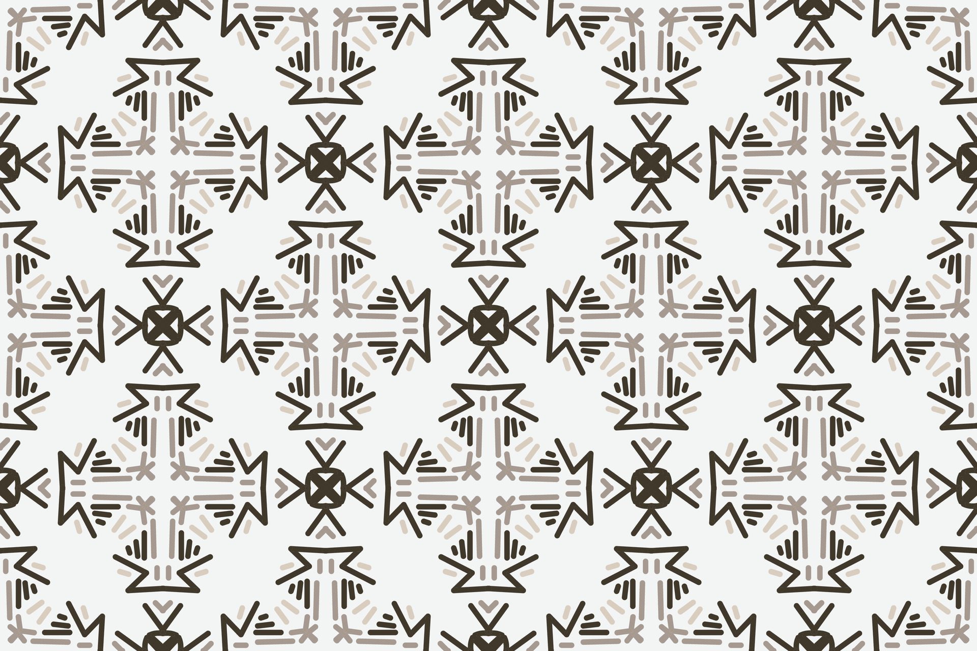 a seamless pattern with a decorative ornament in brown and beige. Free Vector