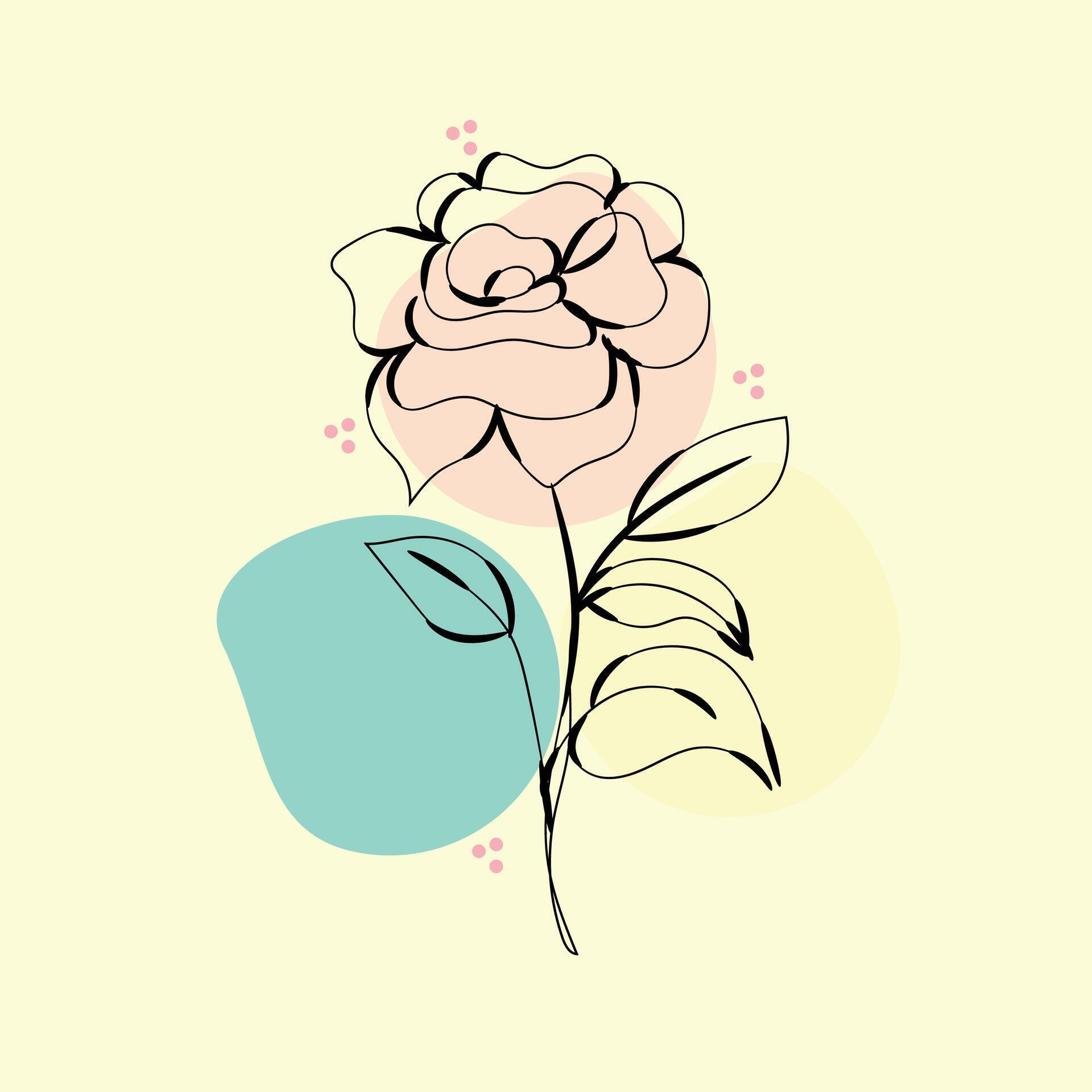 Flat design simple flower outline Stock Free