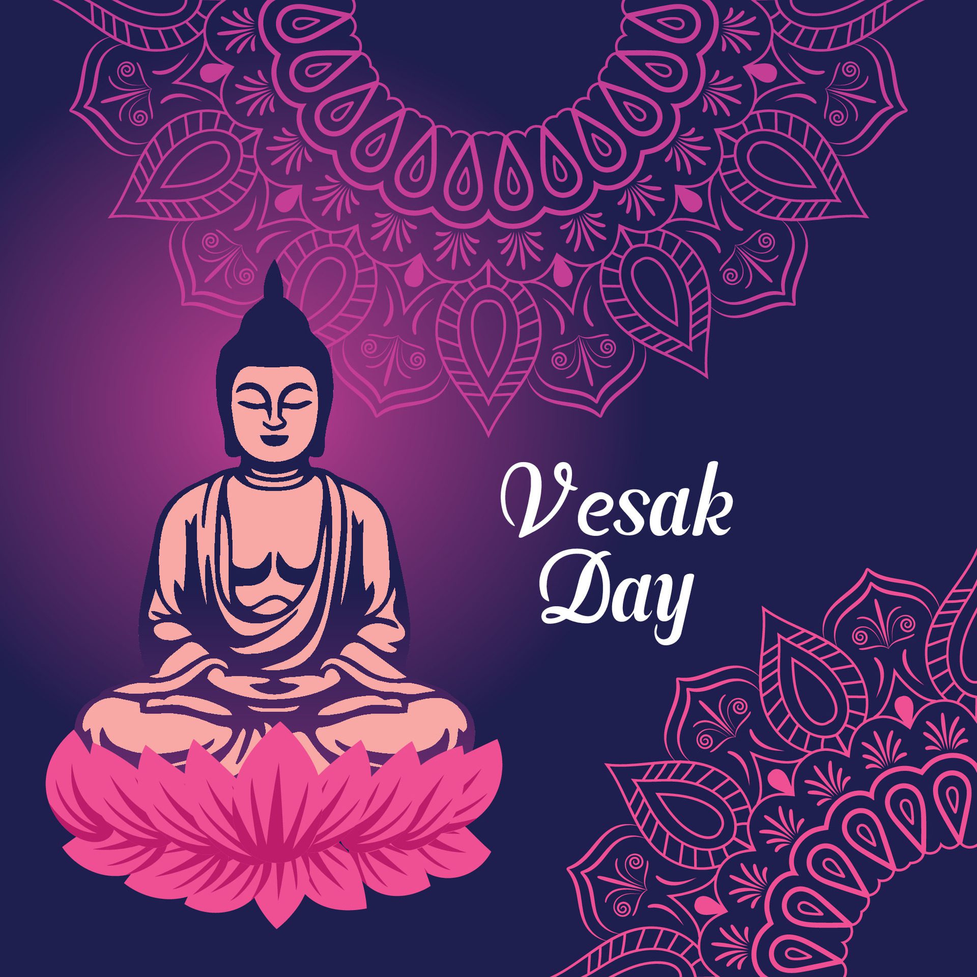 Flat vertical poster template for vesak day illustration festival celebration social media post and vesak day Banner Free Vector