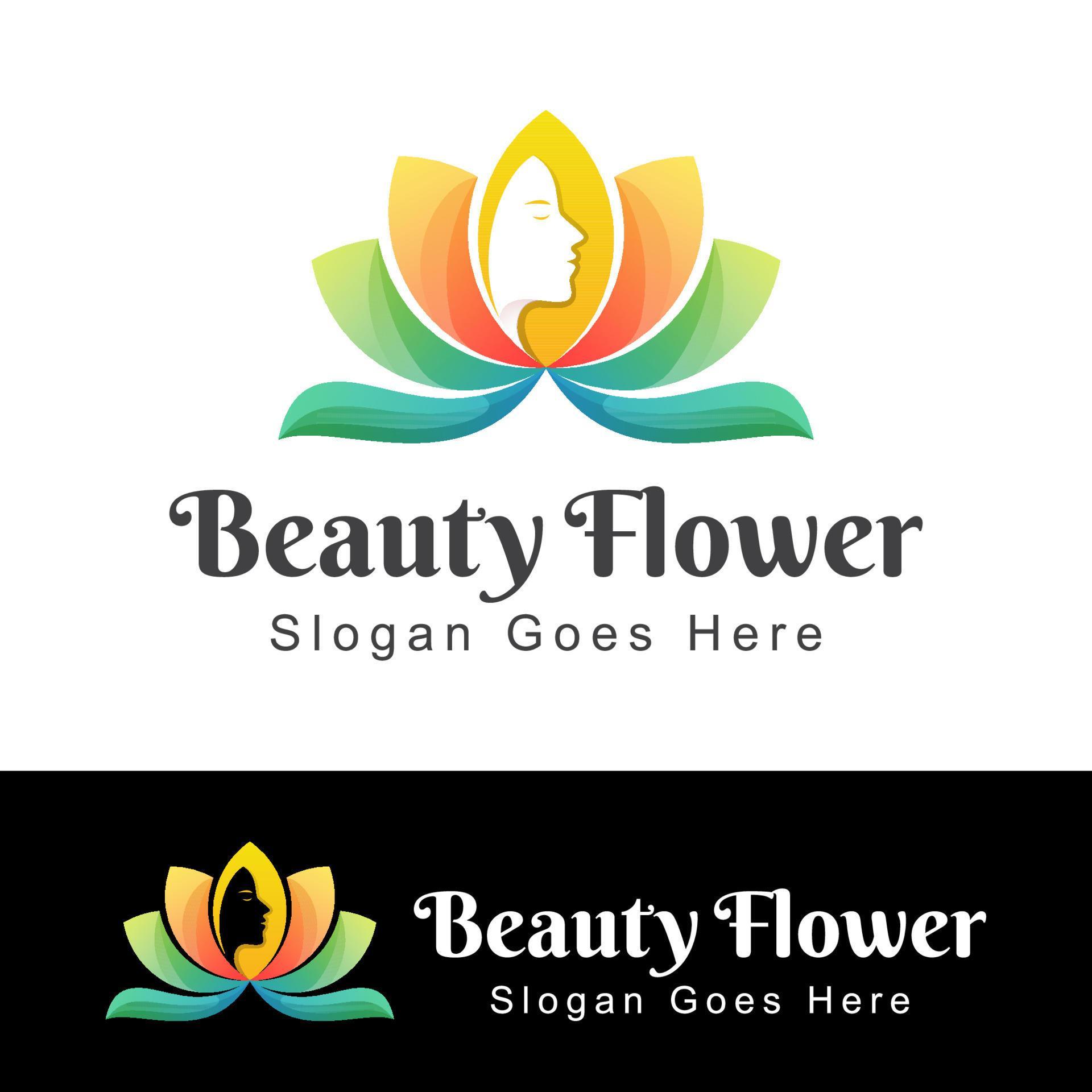 beauty woman lotus logo design with flower for spa, healthy, skin care, salon, beauty product Stock Free