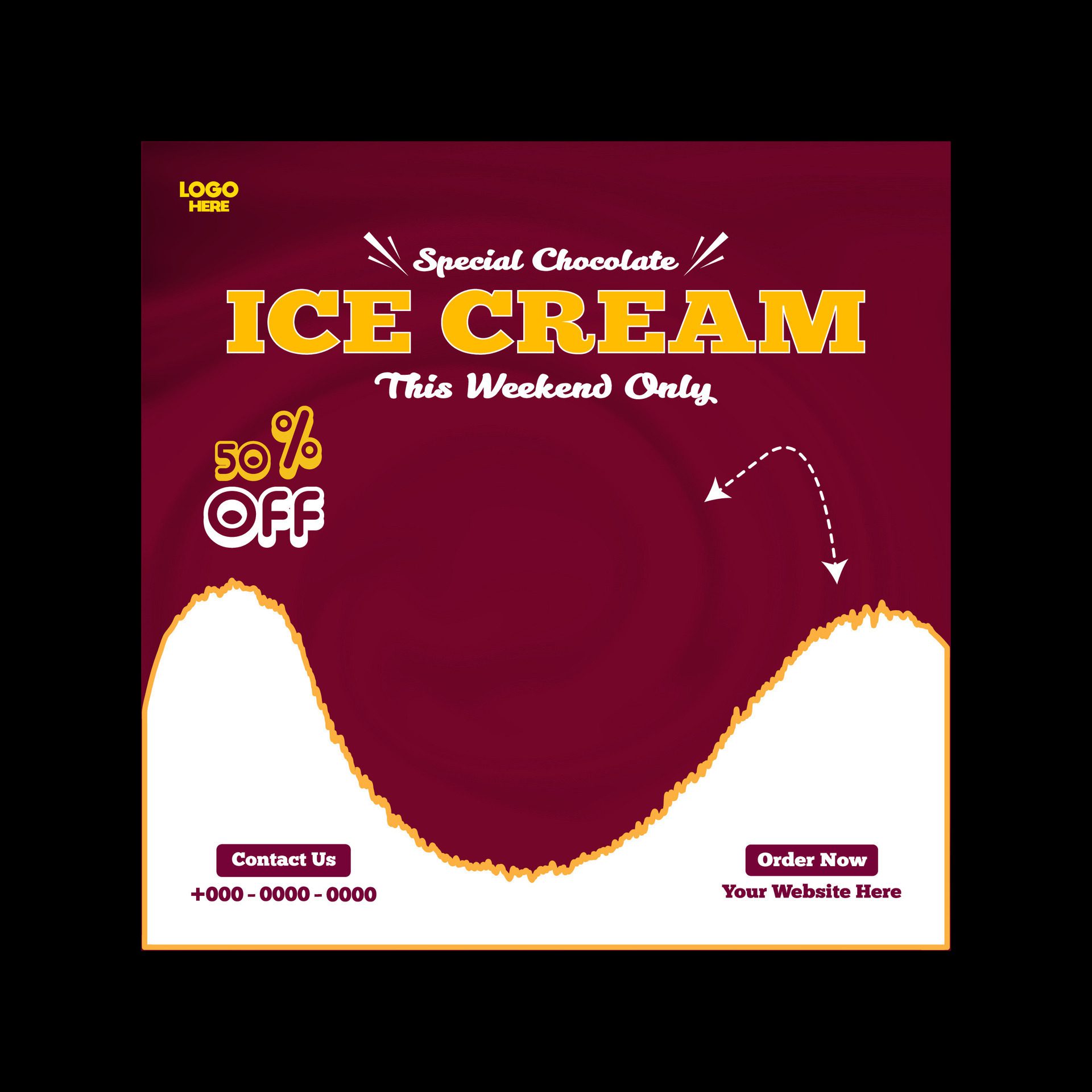 ice cream sale post design and social media banner template Free Vector