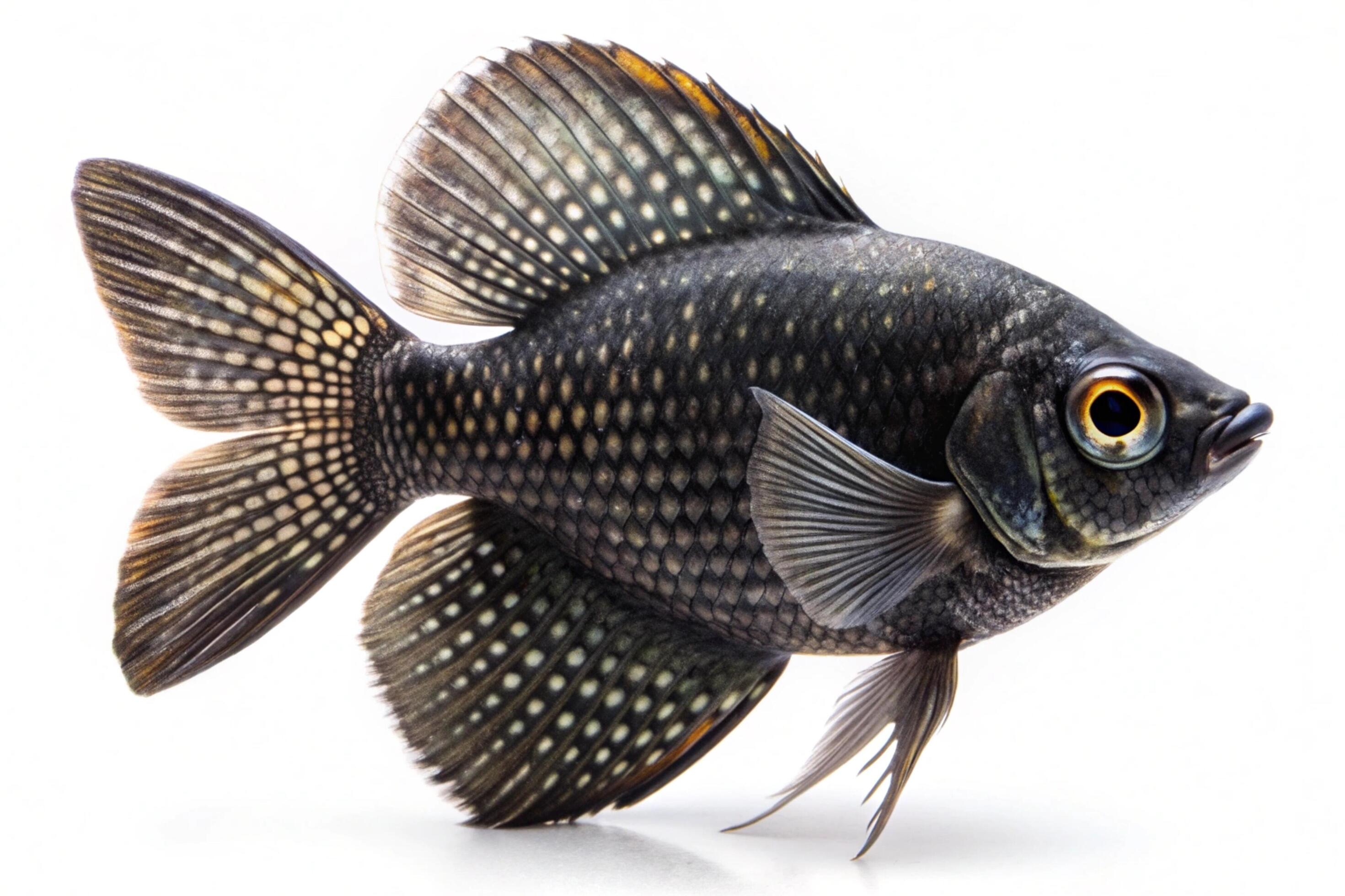 Black ornamental fish isolated on white background Stock Free