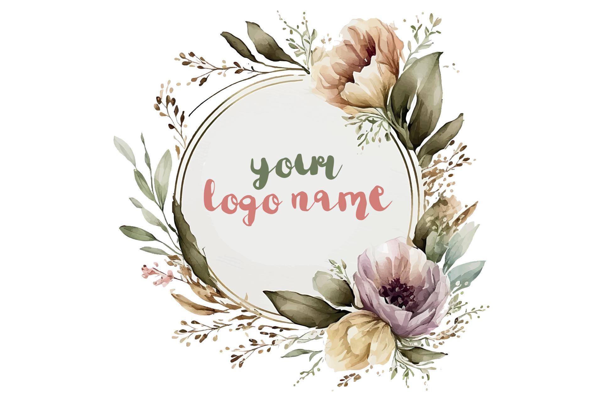 Watercolor Floral Logo, Round Floral Logo, modern Watercolor Logo, Logo Design, Calligraphy Logo, Floral Logo, Flower Logo Stock Free