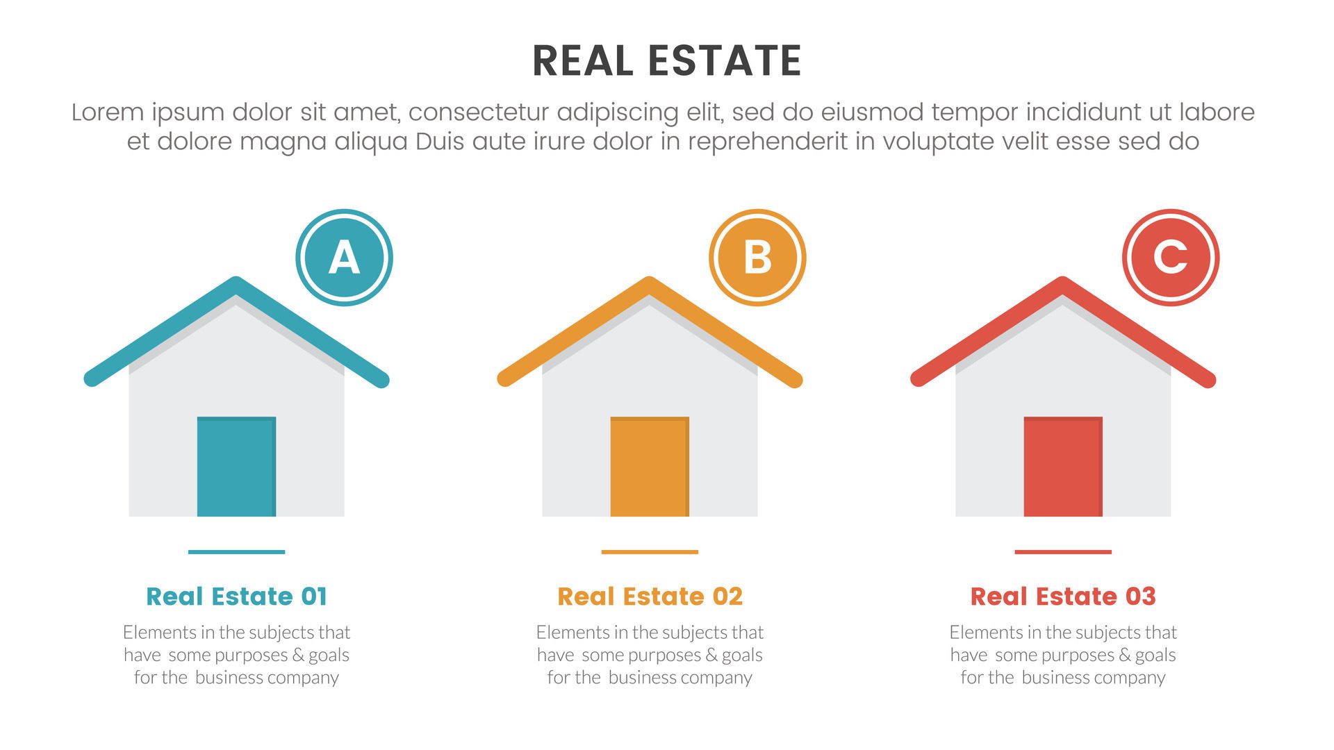 real estate property infographic template banner with horizontal balance right direction with 3 point list information for slide presentation Free Vector