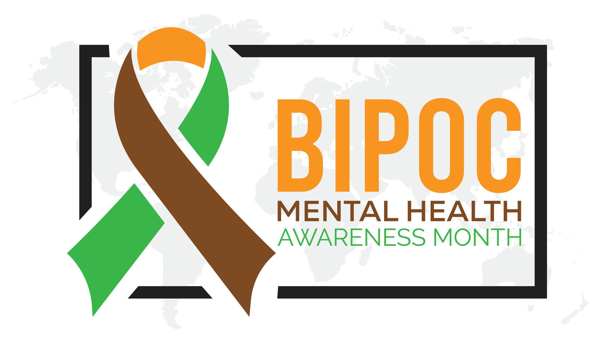 Bipoc mental health awareness month observed every year in July. Template for background, banner, card, poster with text inscription. Free Vector