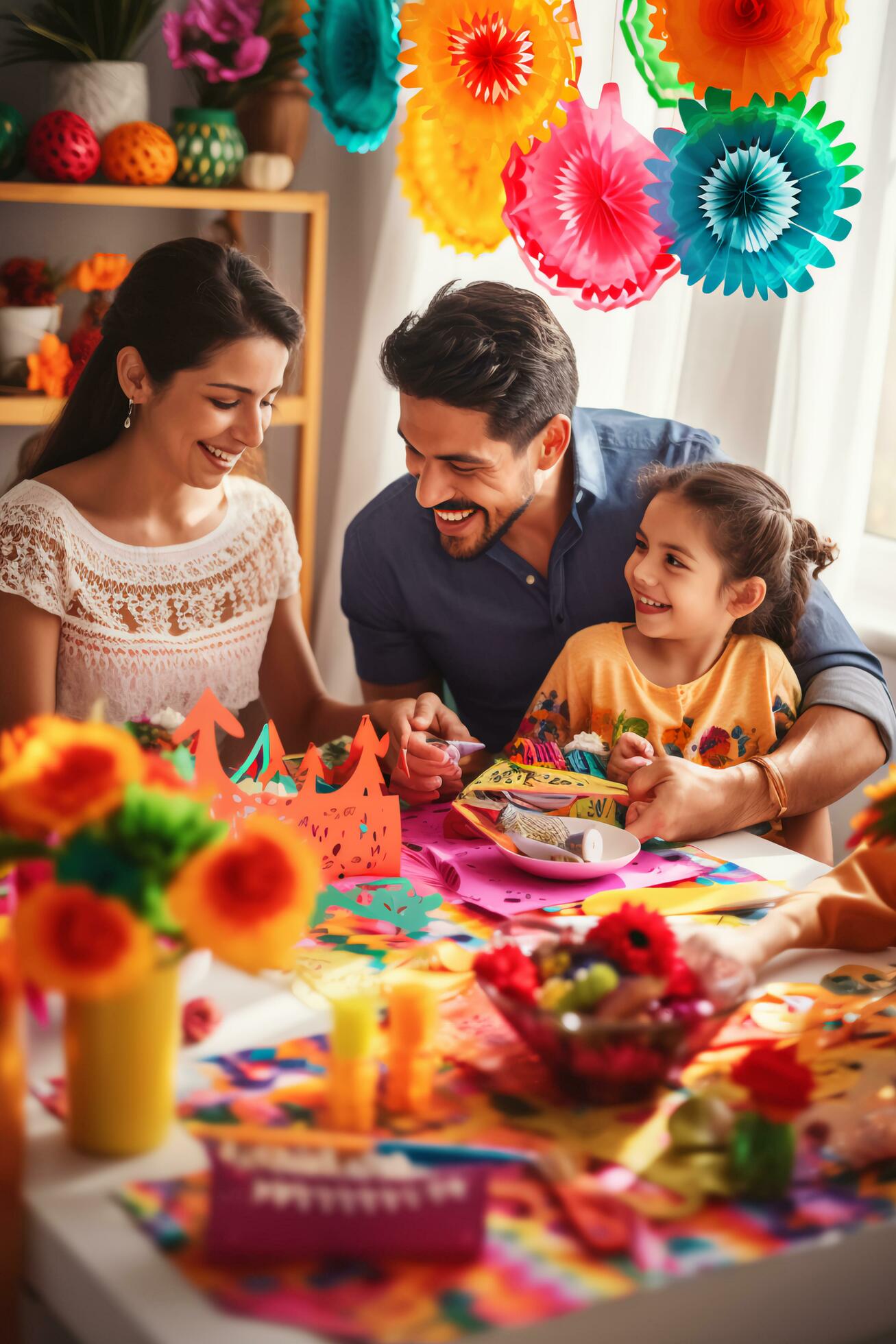 Proudly Celebrating Hispanic Heritage as a Family – AI generated Stock Free