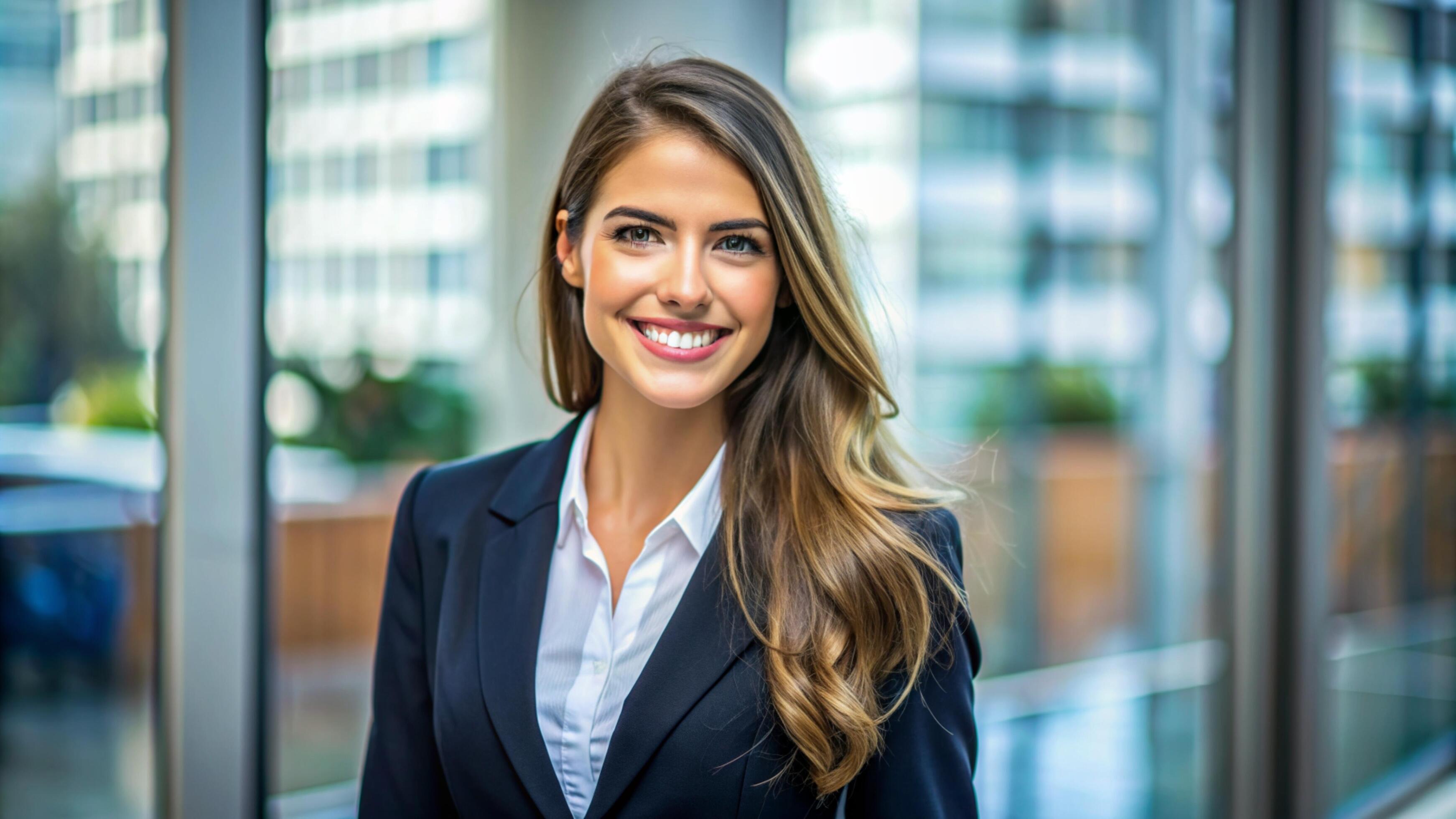 A Young happy pretty smiling professional business woman Stock Free