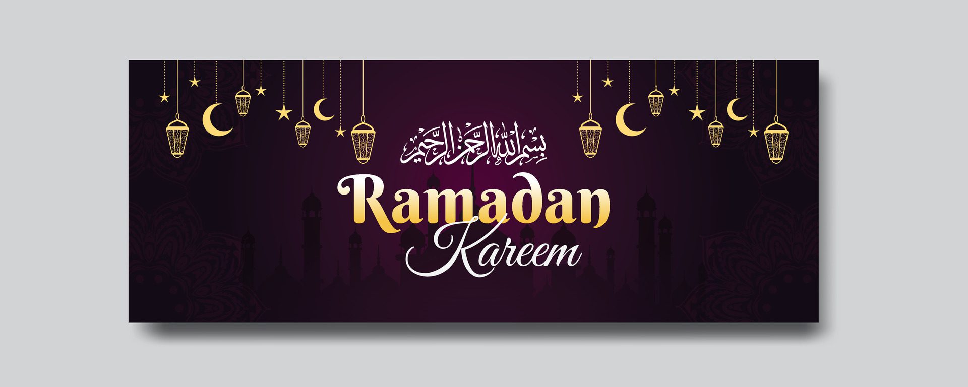 Ramadan Karim Greetings Elegant Social Media Banner Design Template Free Vector