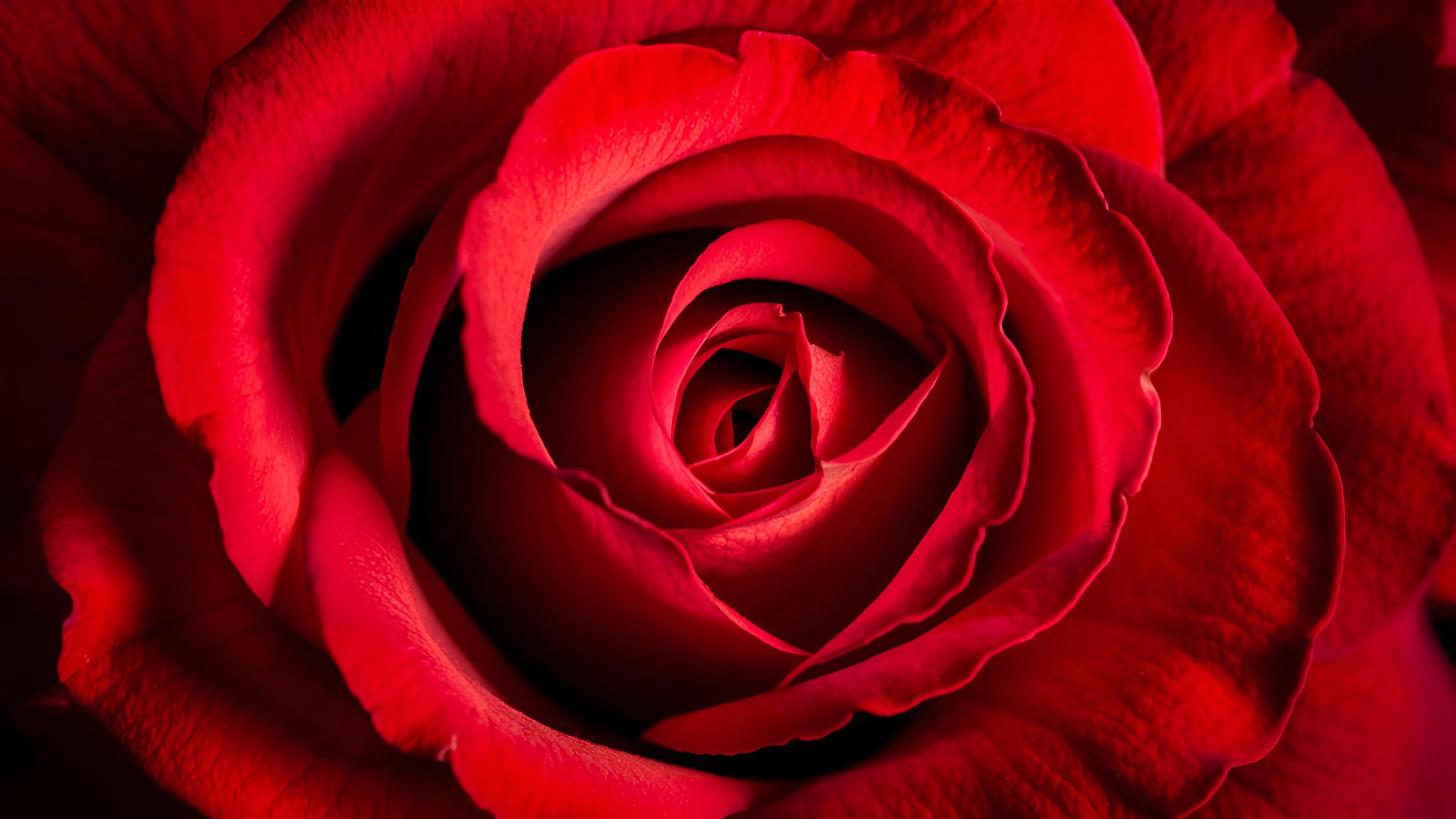 a close up of a red rose with a dark background Stock Free