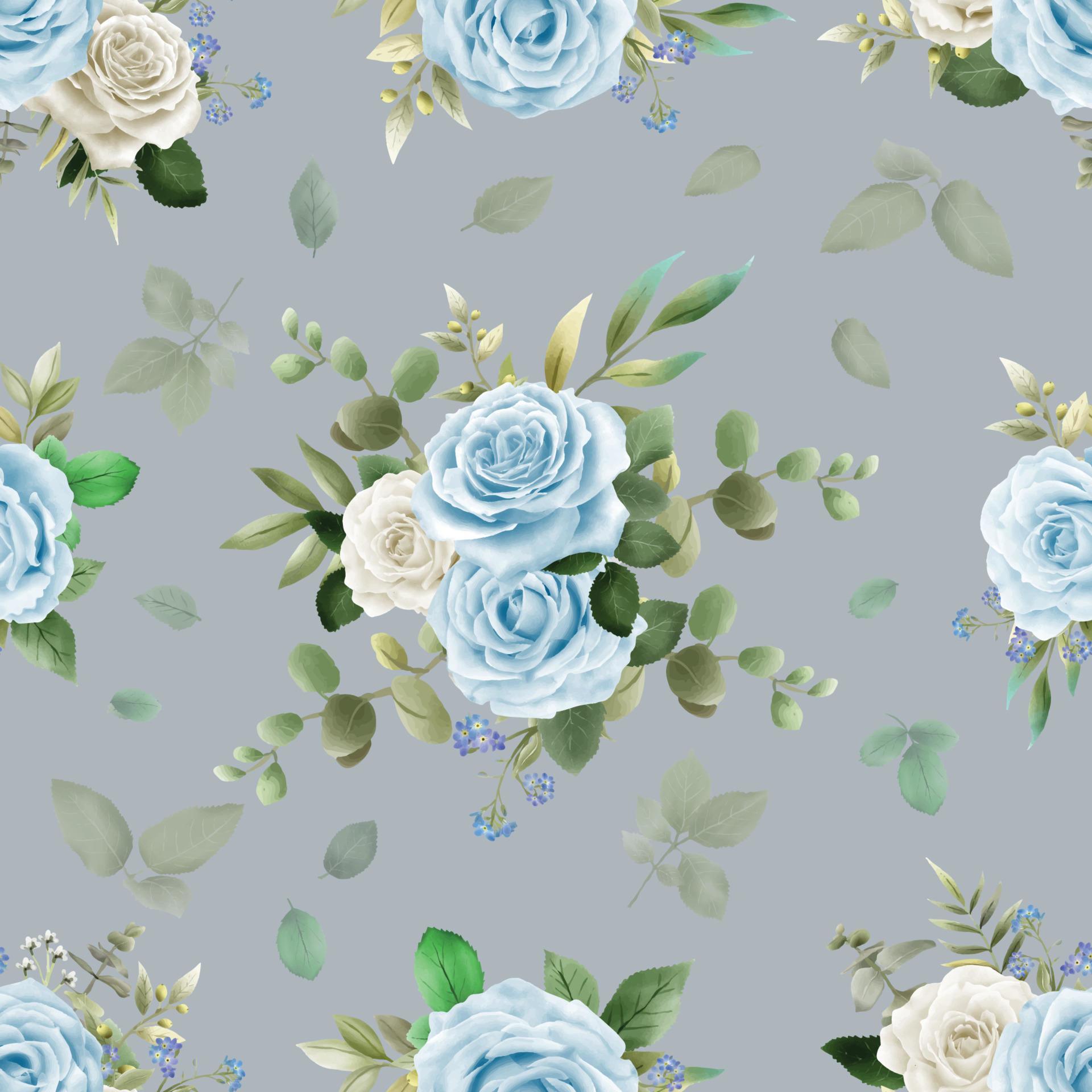 Elegant flowers and leaves watercolor seamless pattern Stock Free