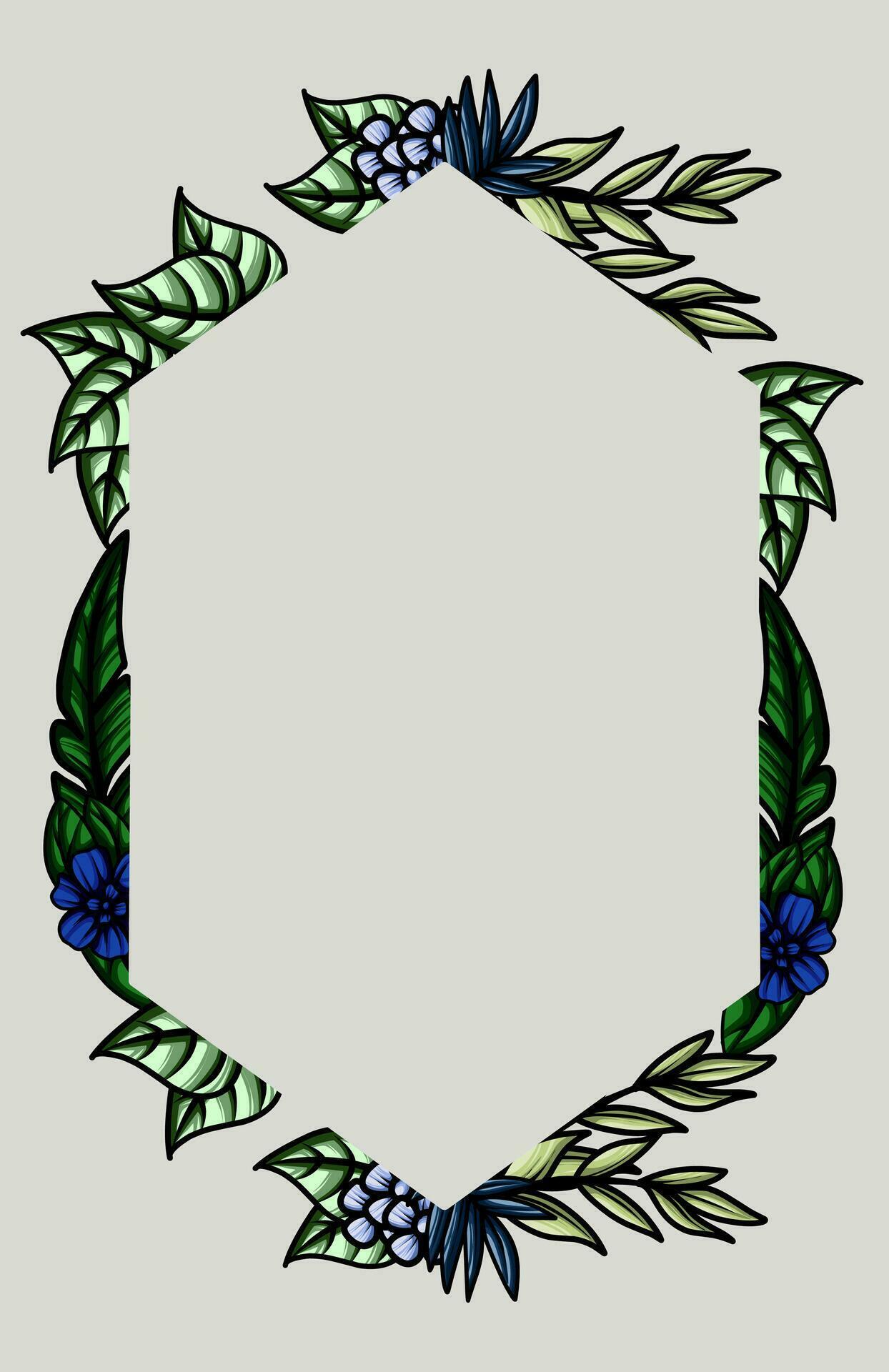 frame the border with an arrangement of leaves and flowers Stock Free