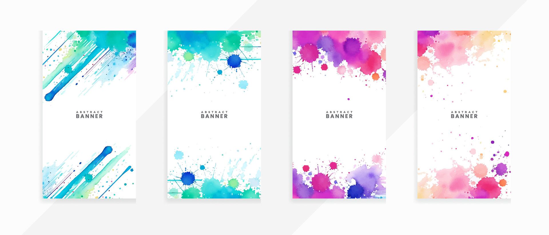 Abstract splash and stains watercolor banners set Free Vector