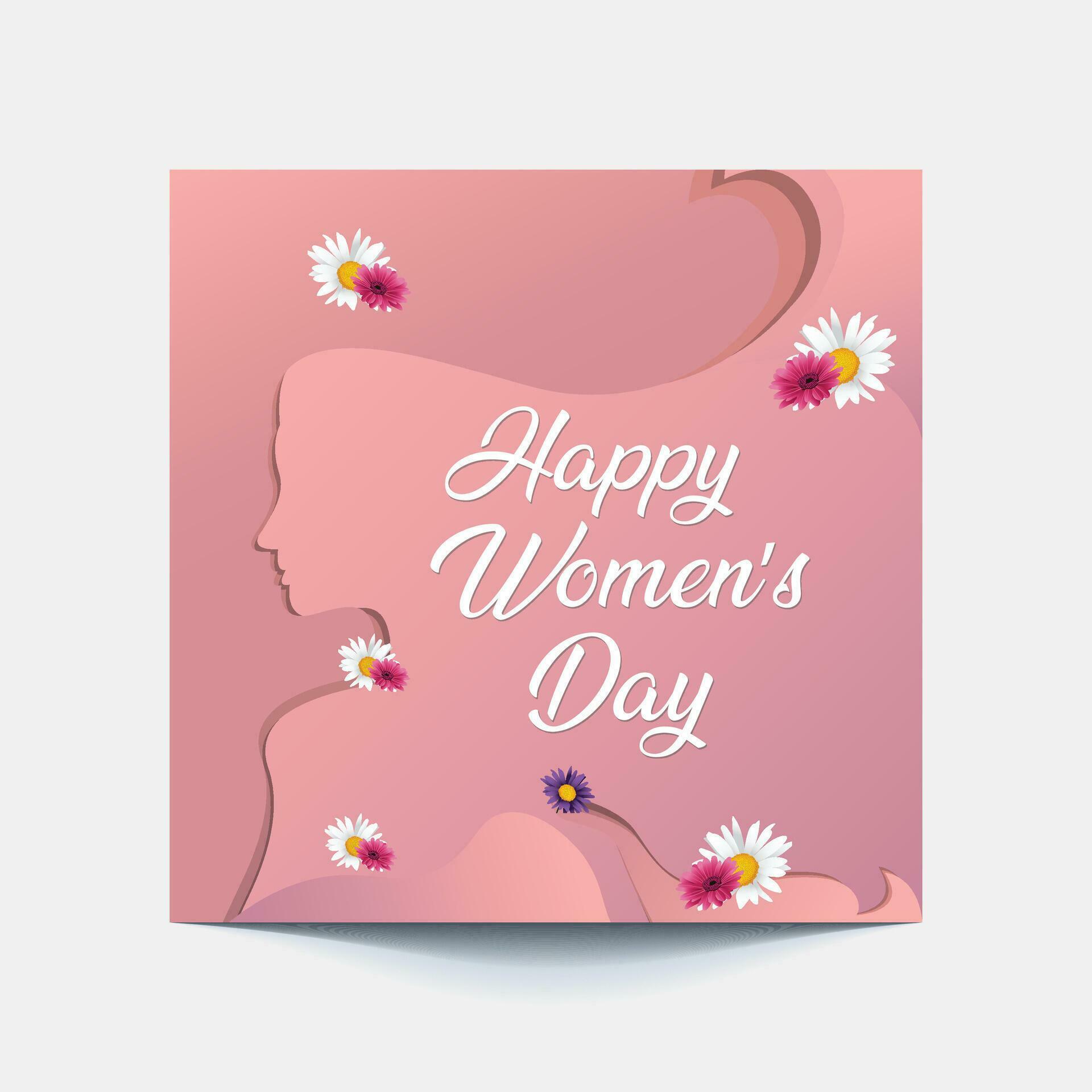 International Women’s Day 8 march with frame of flower and Paper art style. Stock Free