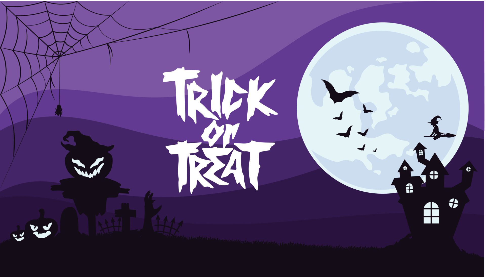 Night in Graveyard Halloween Banner Background Free Vector