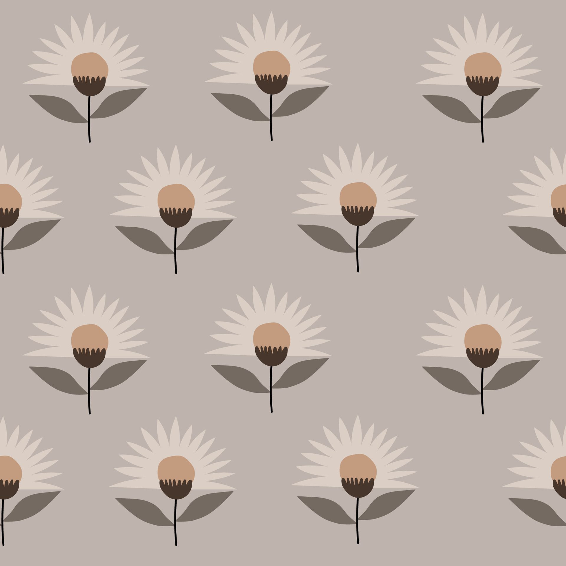 
									Boho pattern with neutral color. Nature motives, flowers, nursery pattern suitable for kids fabric pattern Free Vector