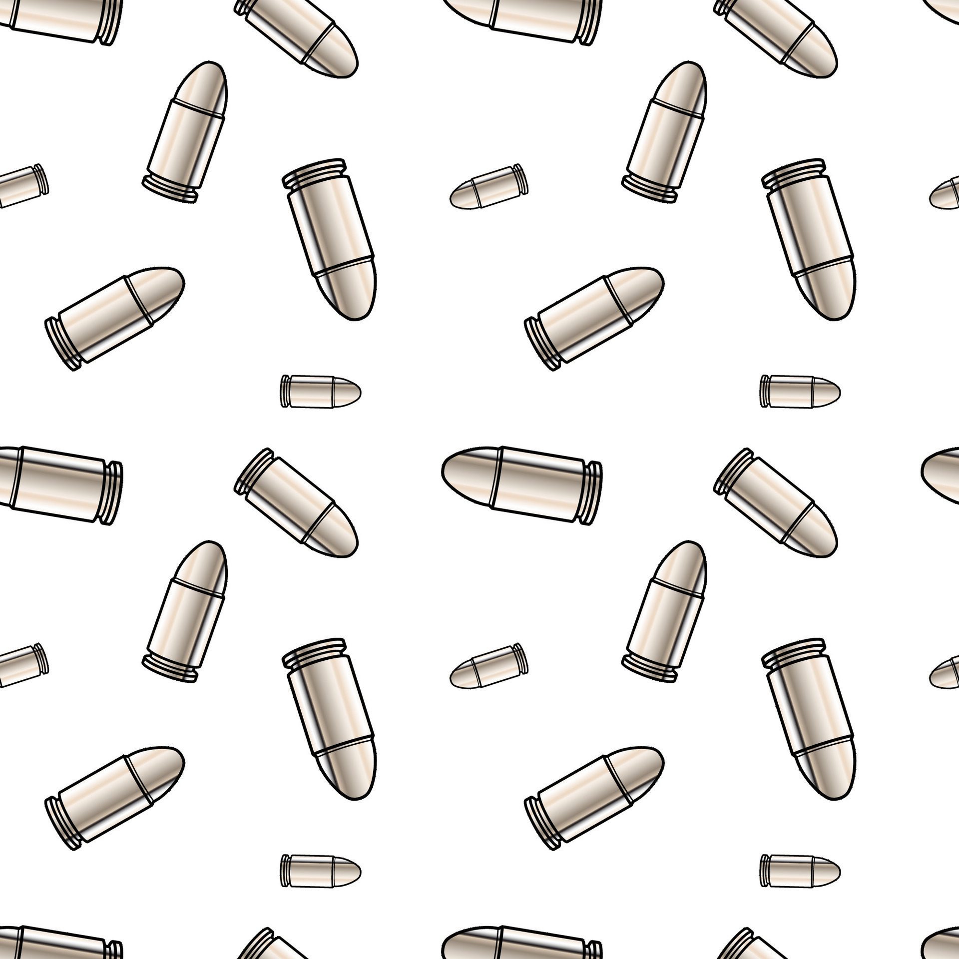 Metallic bullets illustration. Seamless pattern background for shooting or army concept. Free Vector