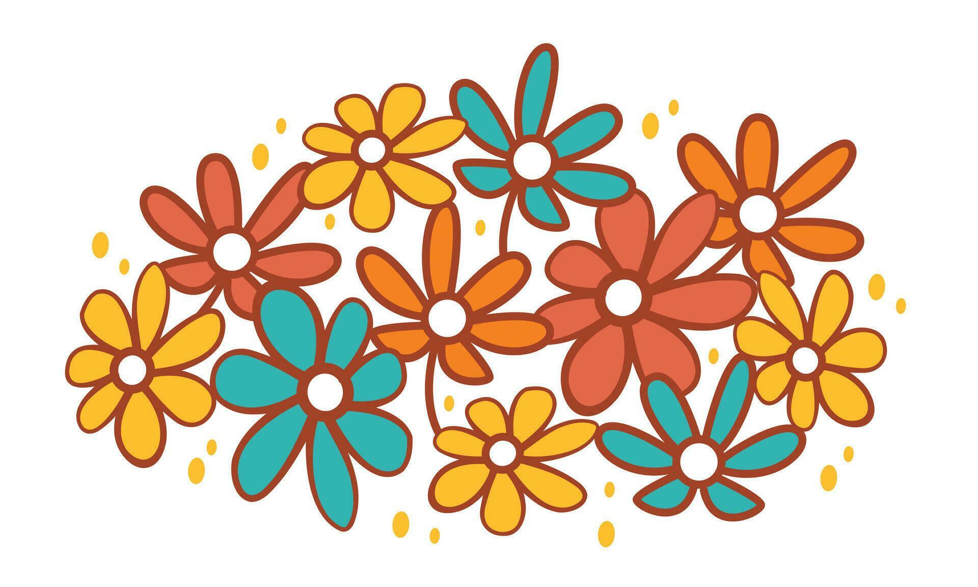 Vector composition of flowers in a cute cartoon style. Stock Free