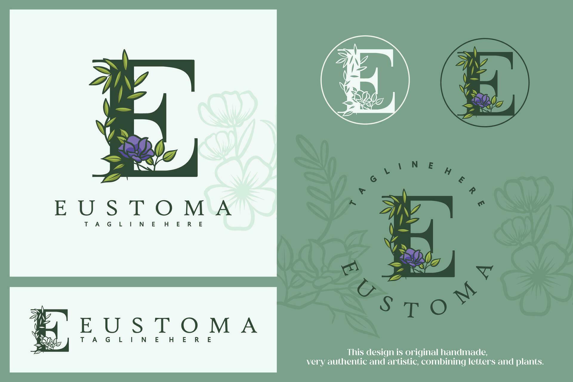 Floral Botanical Letter D. Monogram Font Logo combined with plants. Circle Flower Logo, pictorial, in pastel colors Stock Free