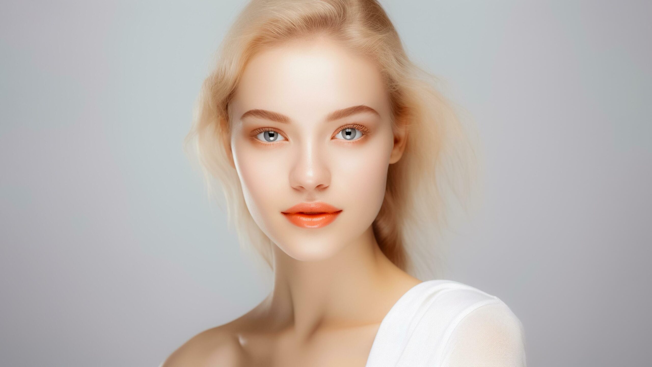 Portrait Beauty Girl Touching her Face with perfect skin. Skincare or cosmetic model. AI Generated Free Photo