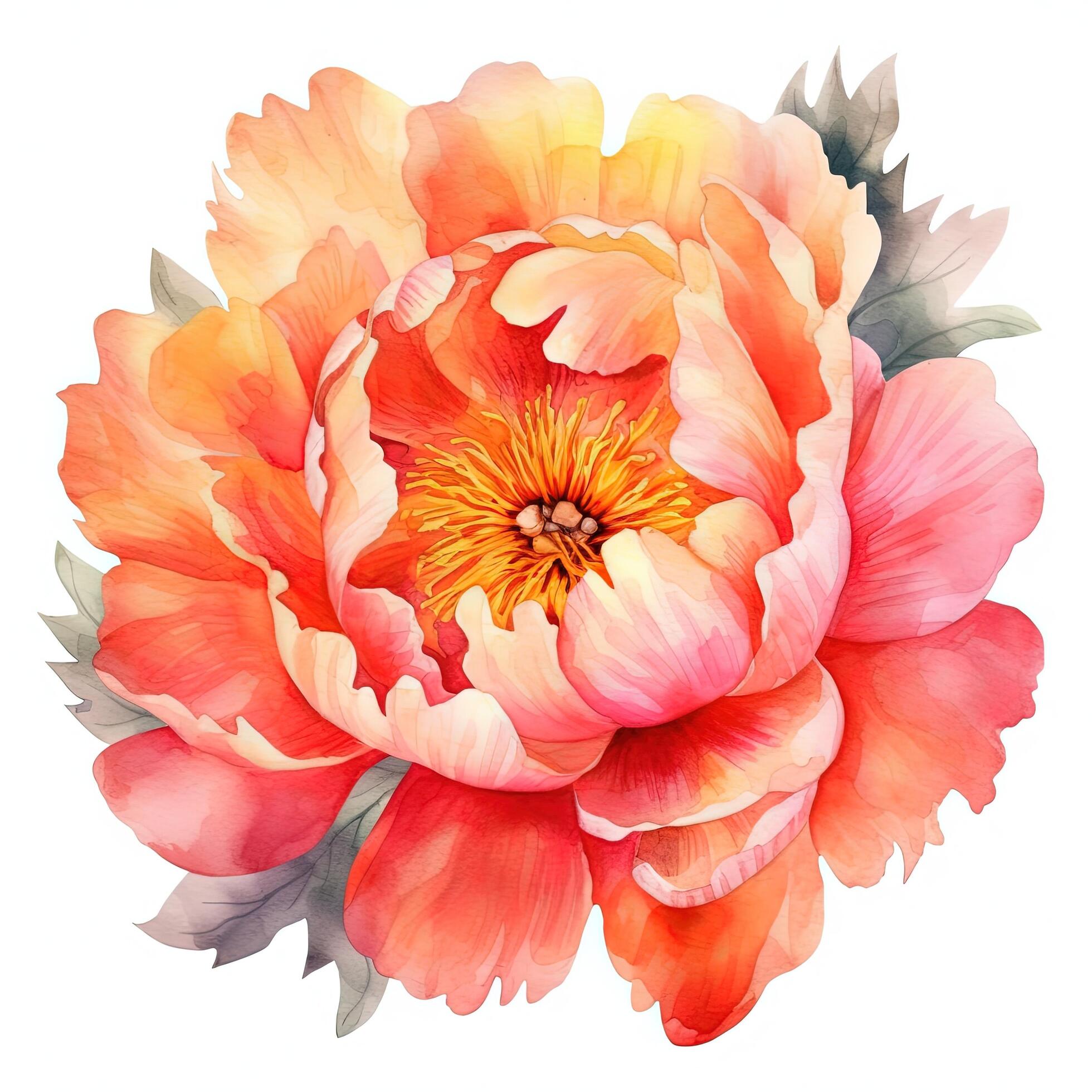 Watercolor beautiful peony flower. Illustration Stock Free