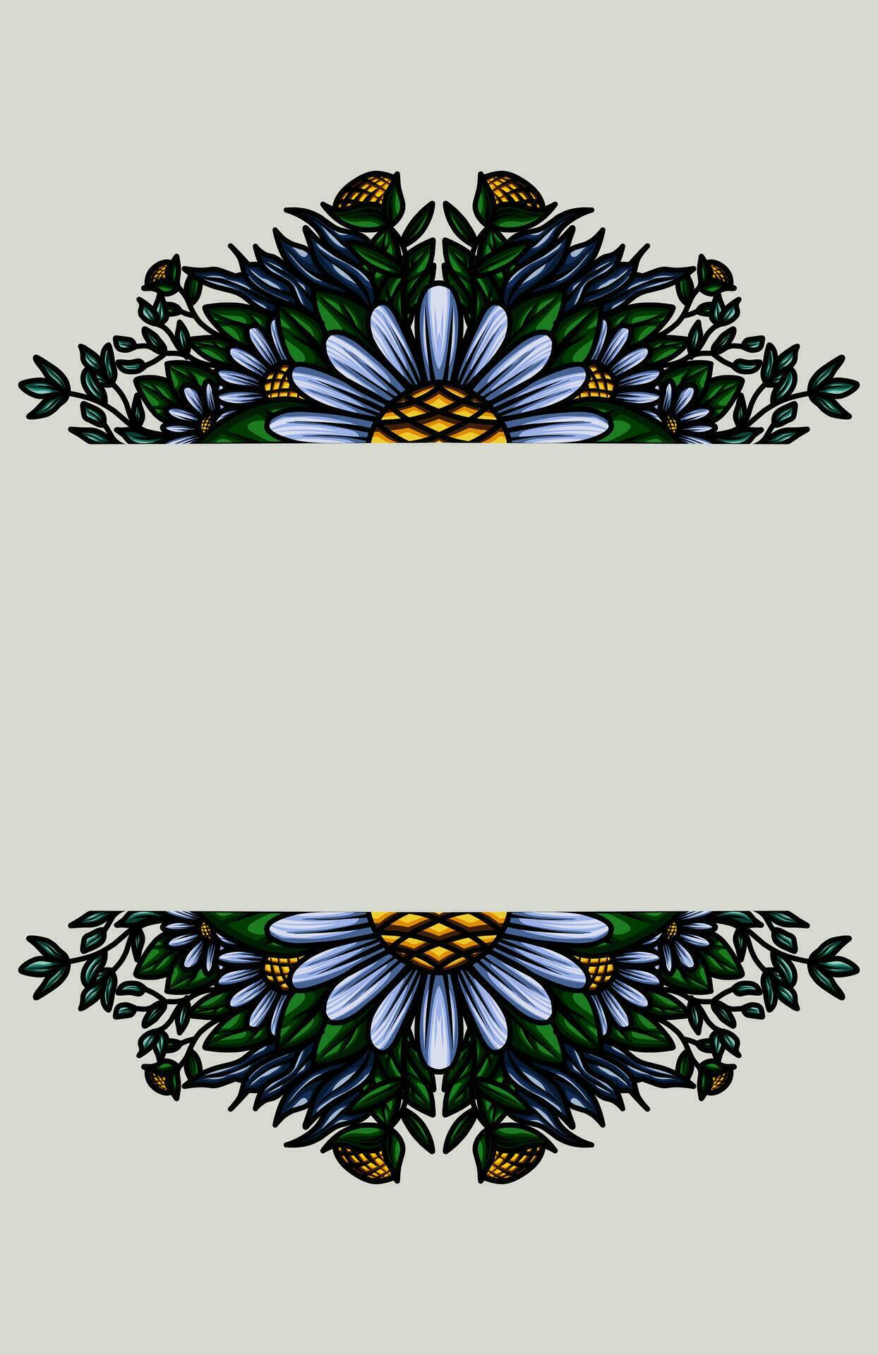 frame the border with an arrangement of leaves and flowers Stock Free