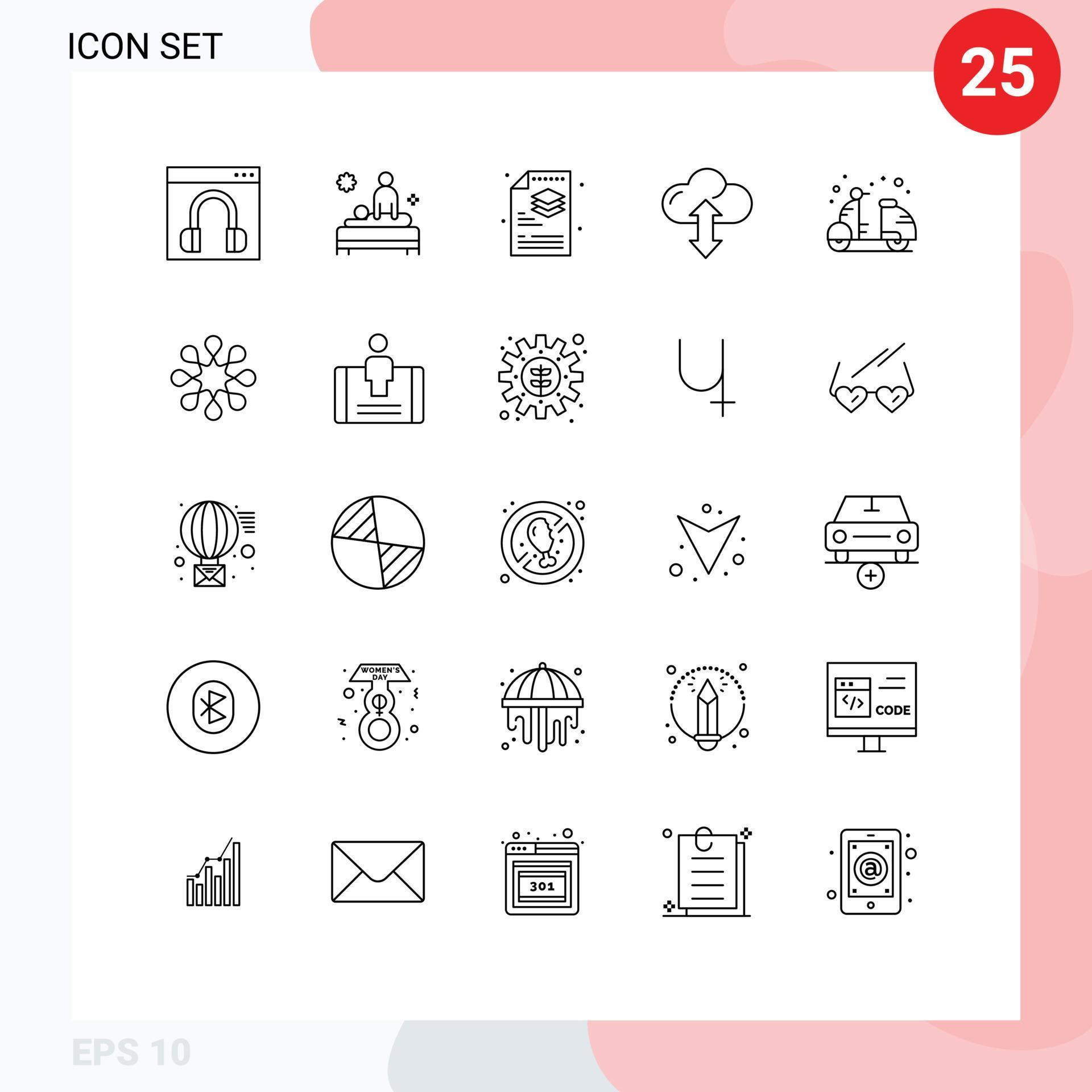 Stock Vector Icon Pack of 25 Line Signs and Symbols for down arrow massage cloud file Editable Vector Design Elements Stock Free