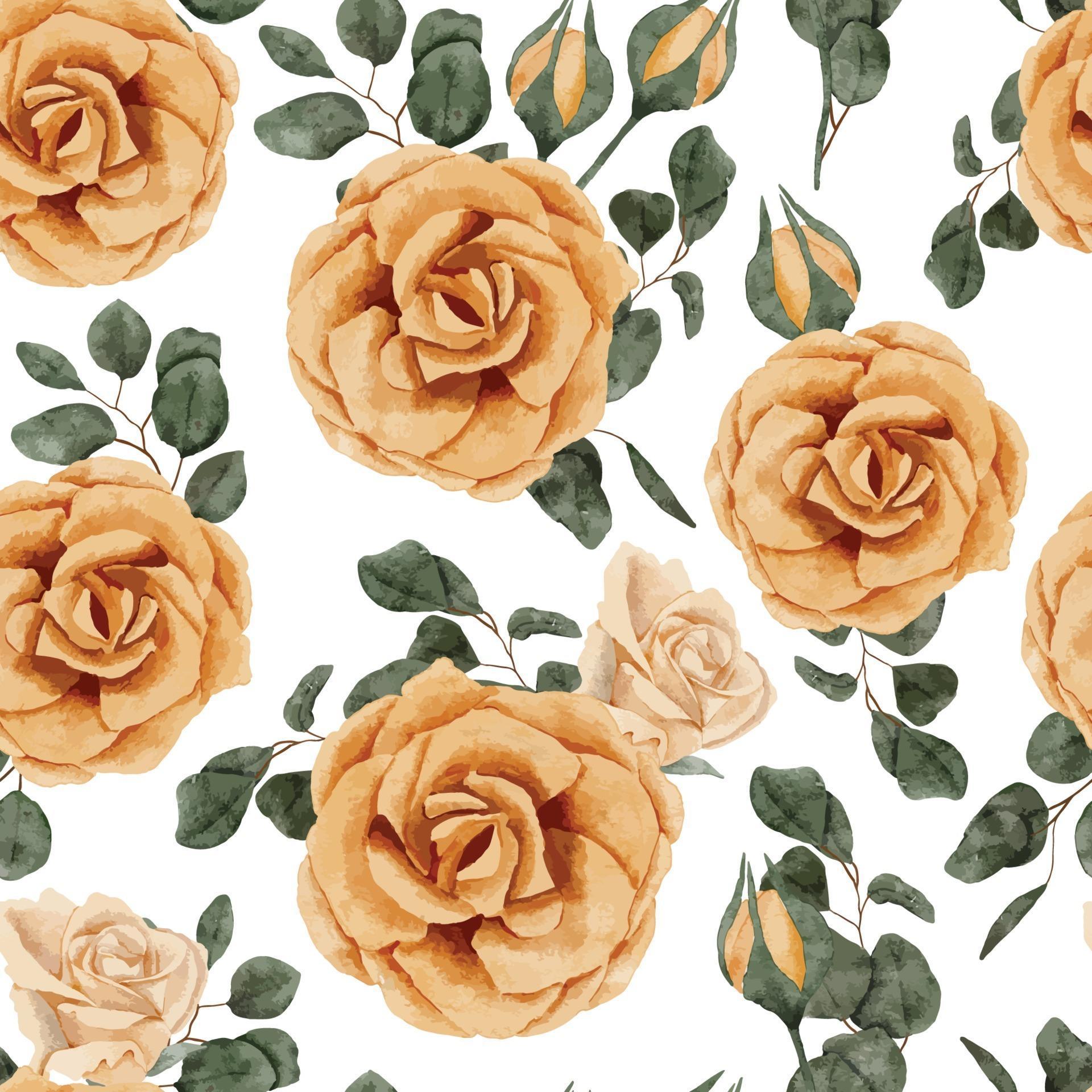 watercolor yellow rose flower bouquet seamless pattern Stock Free