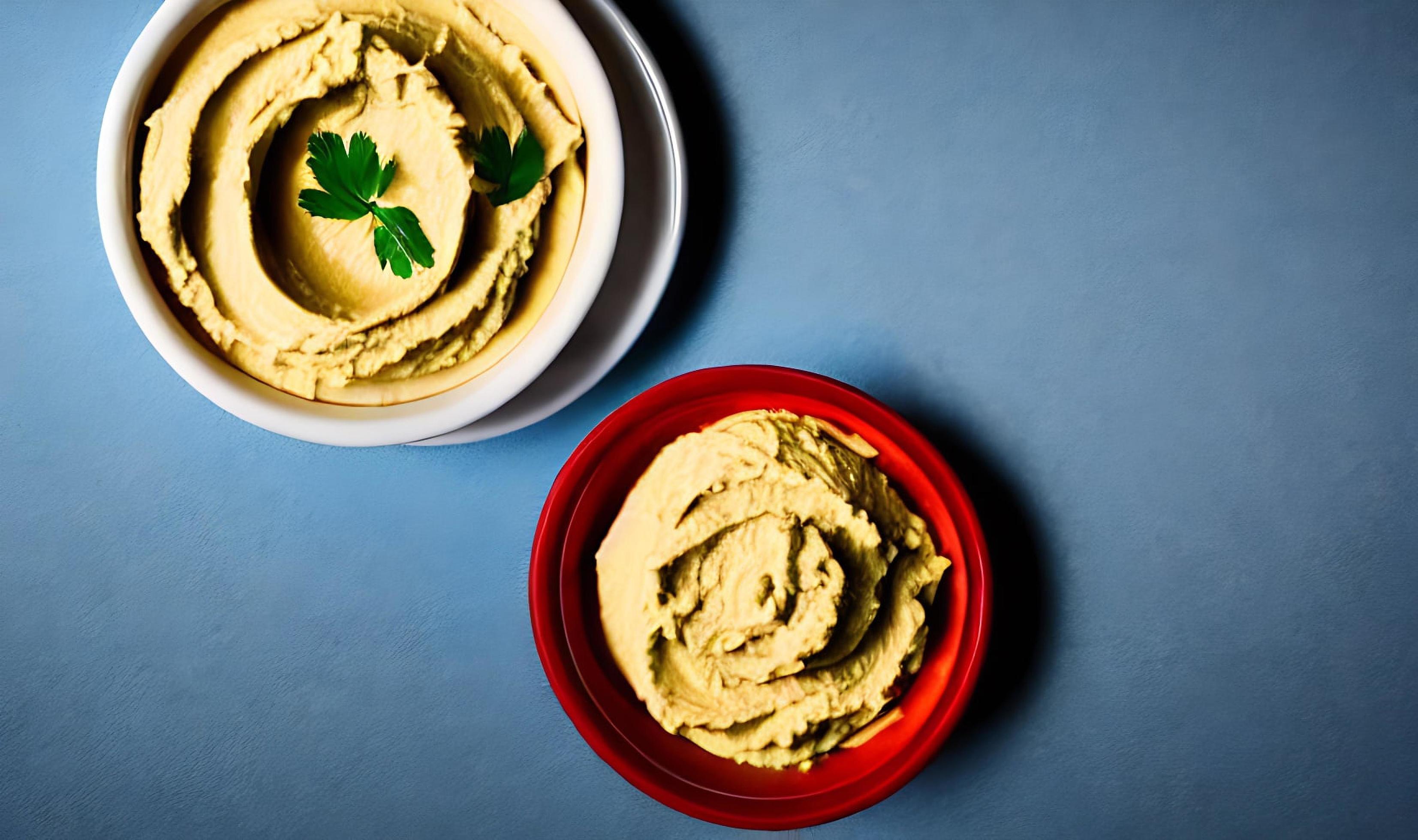 Healthy food. Traditional freshly made organic hummus. Stock Free