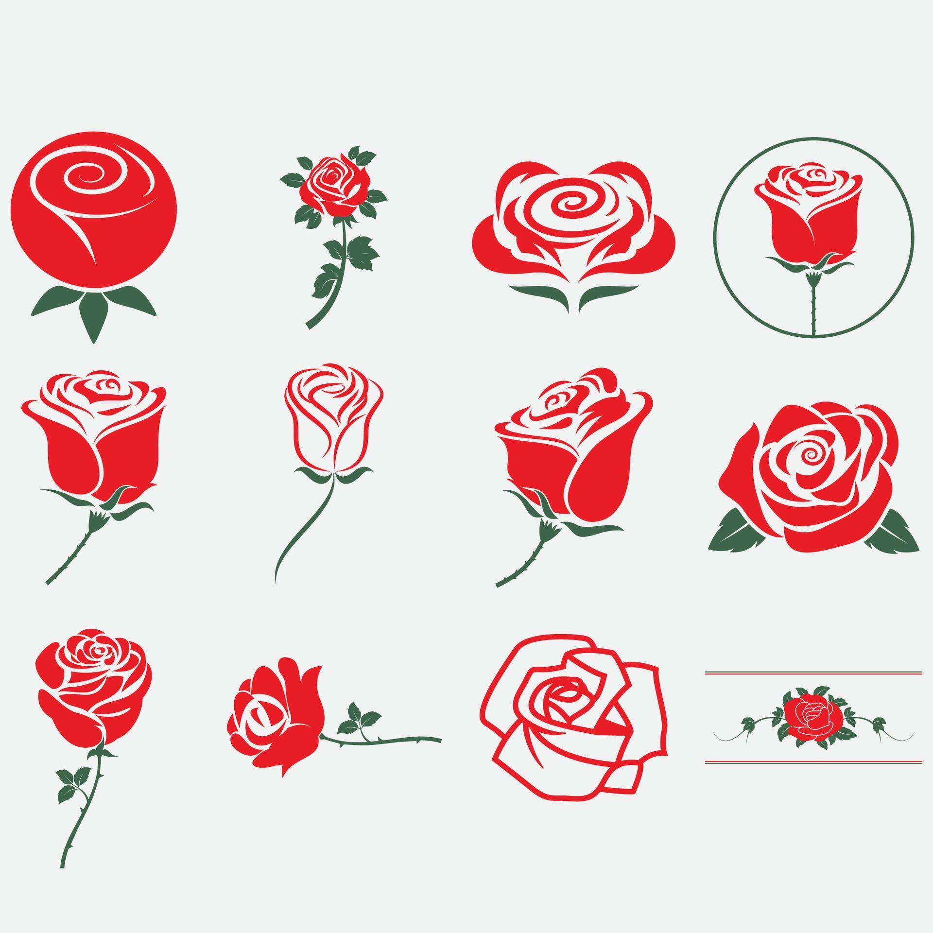 collection of rose flower logos Stock Free