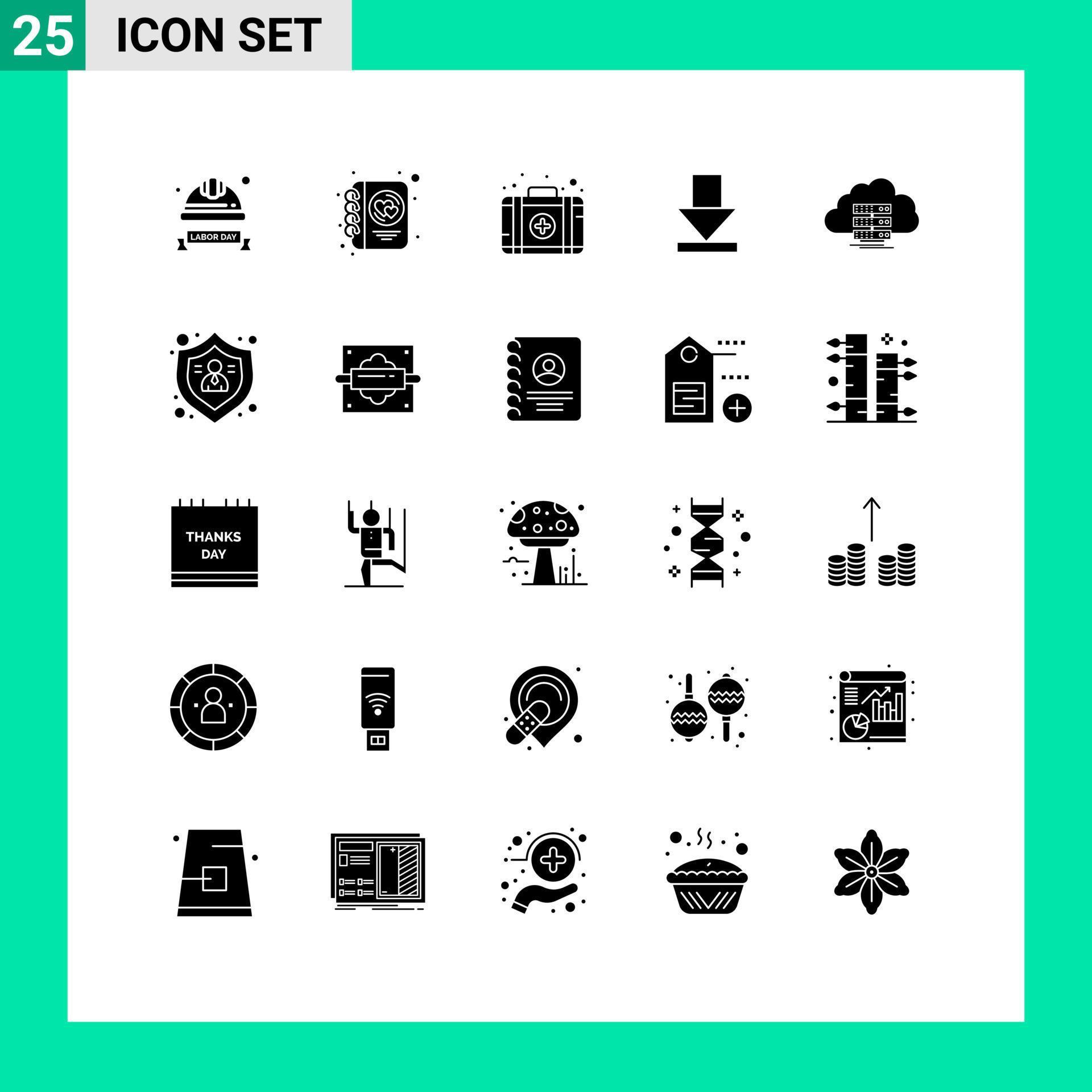 Modern Set of 25 Solid Glyphs and symbols such as computing cloud writing download arrow Editable Vector Design Elements Stock Free