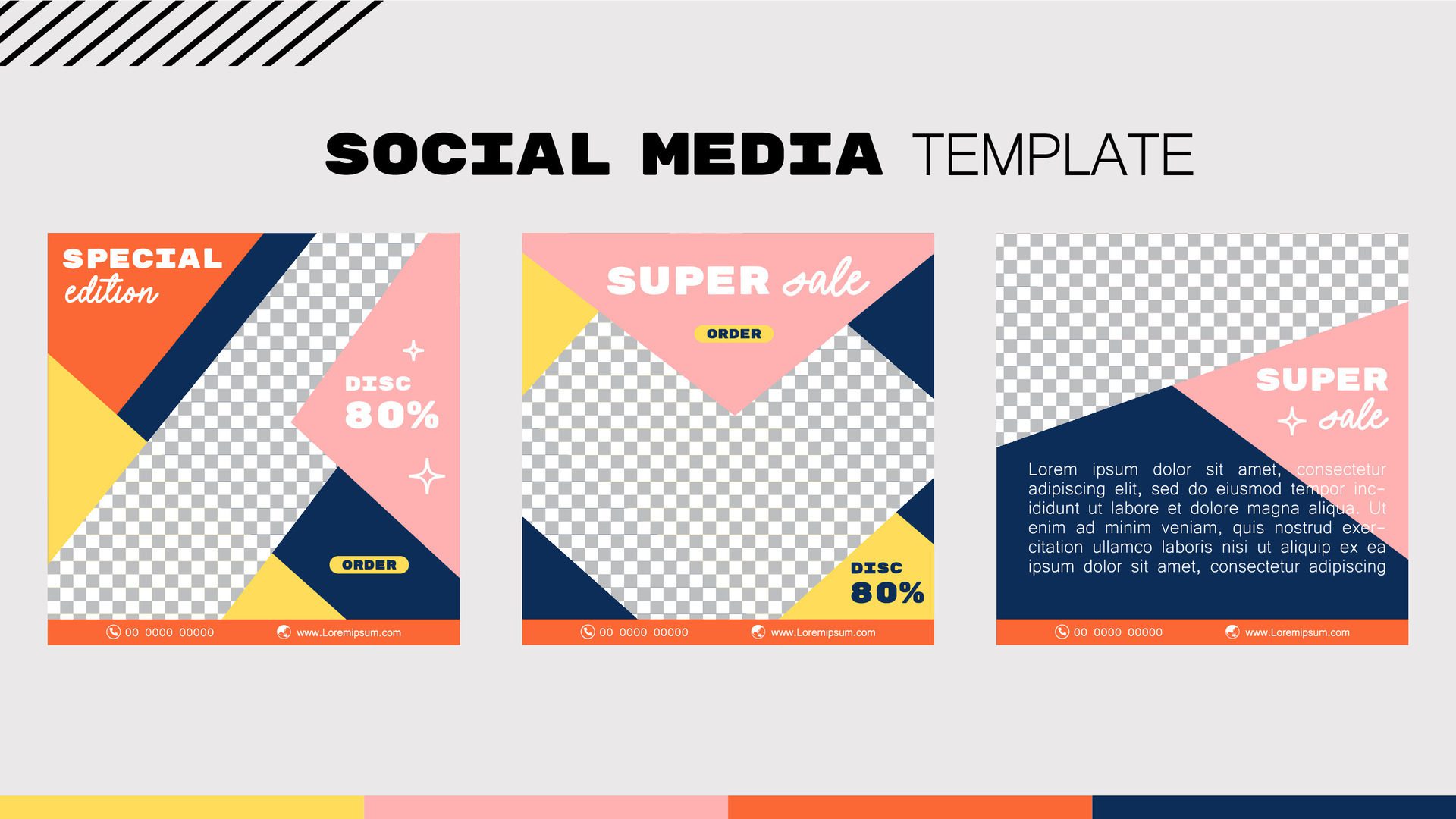 Geometric social media template design. vector illustration. The concept of a background banner advertising. Free Vector