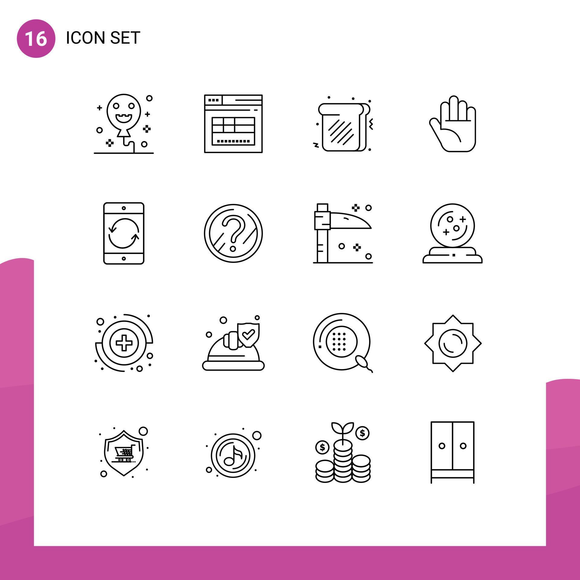 Modern Set of 16 Outlines and symbols such as question devices sweet device arrow Editable Vector Design Elements Stock Free