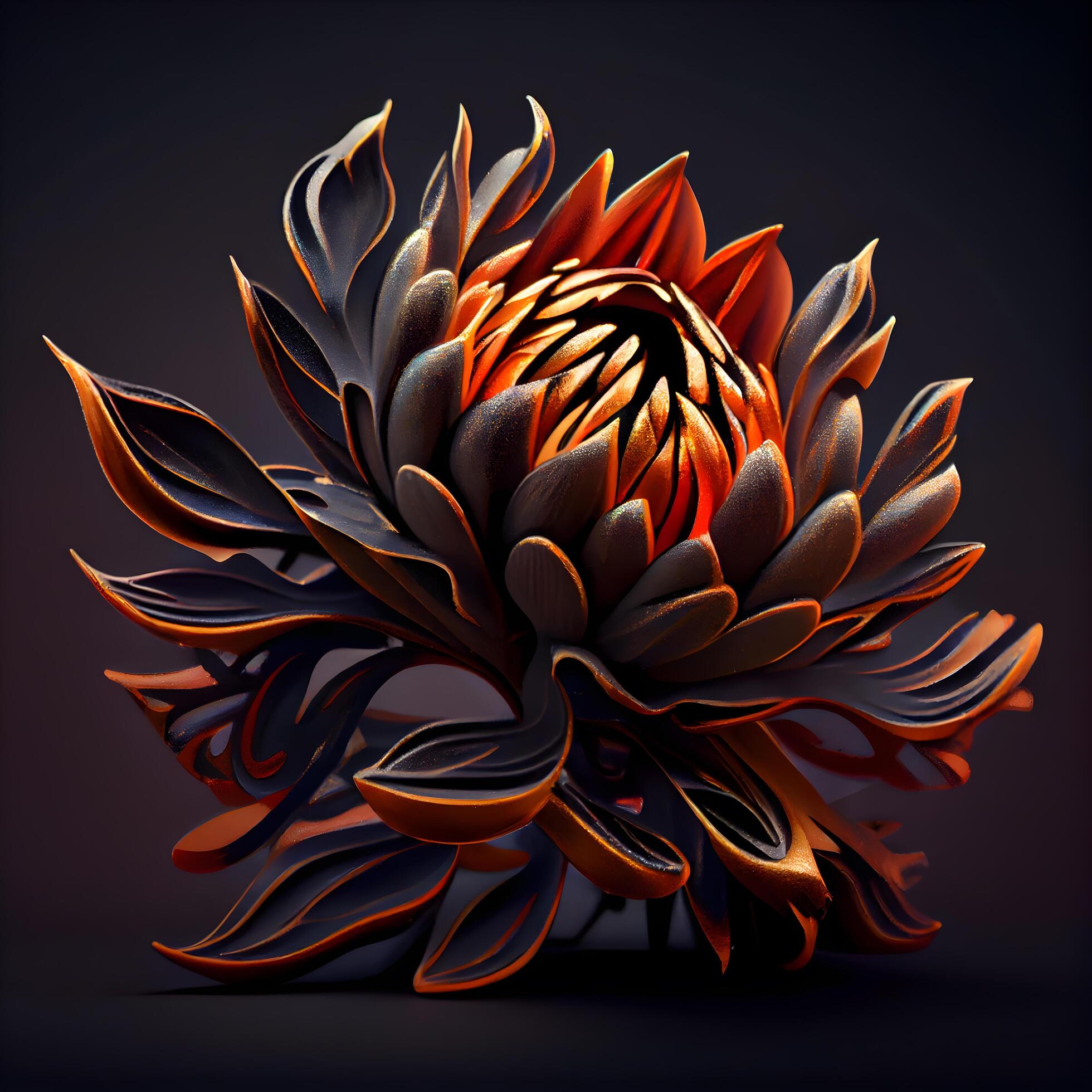 3d rendering of a lotus flower isolated on black background., Image Stock Free