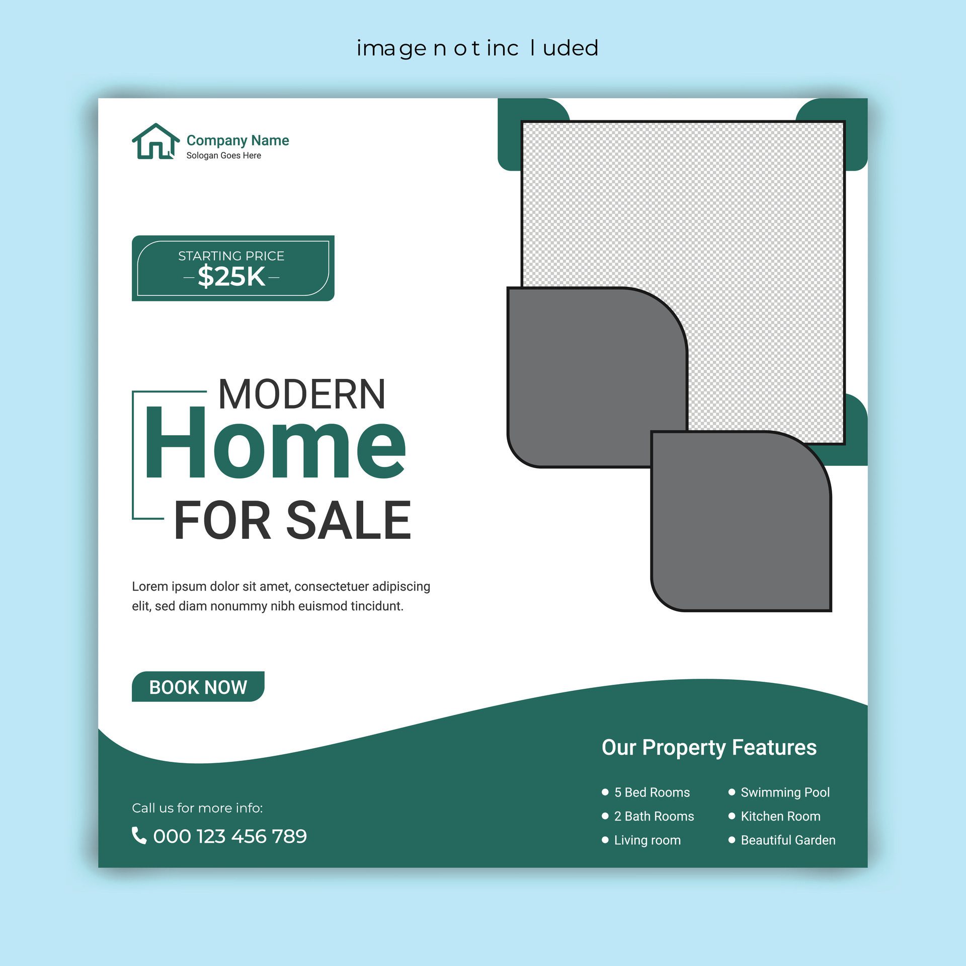 Real estate home sale social media post, modern elegant business home sale web banner template design Free Vector