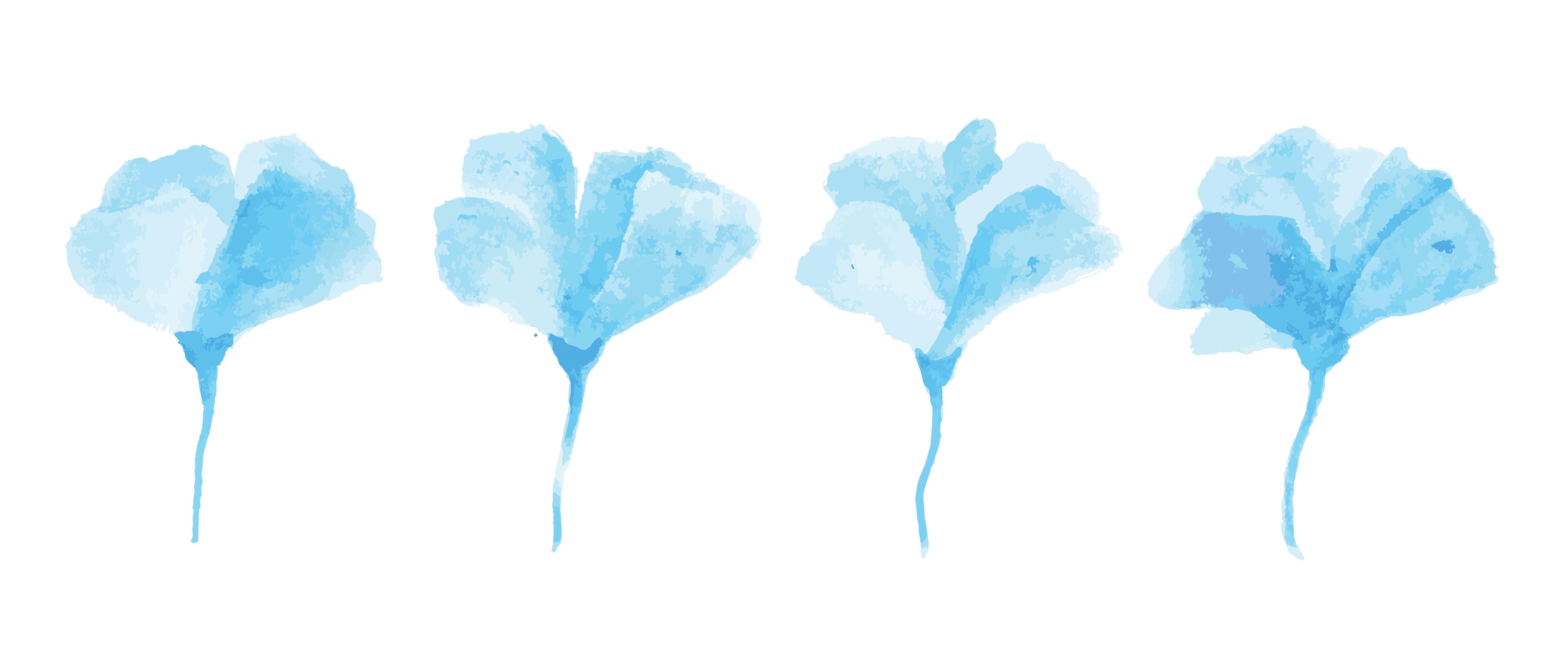 Blue Flower watercolor set Stock Free