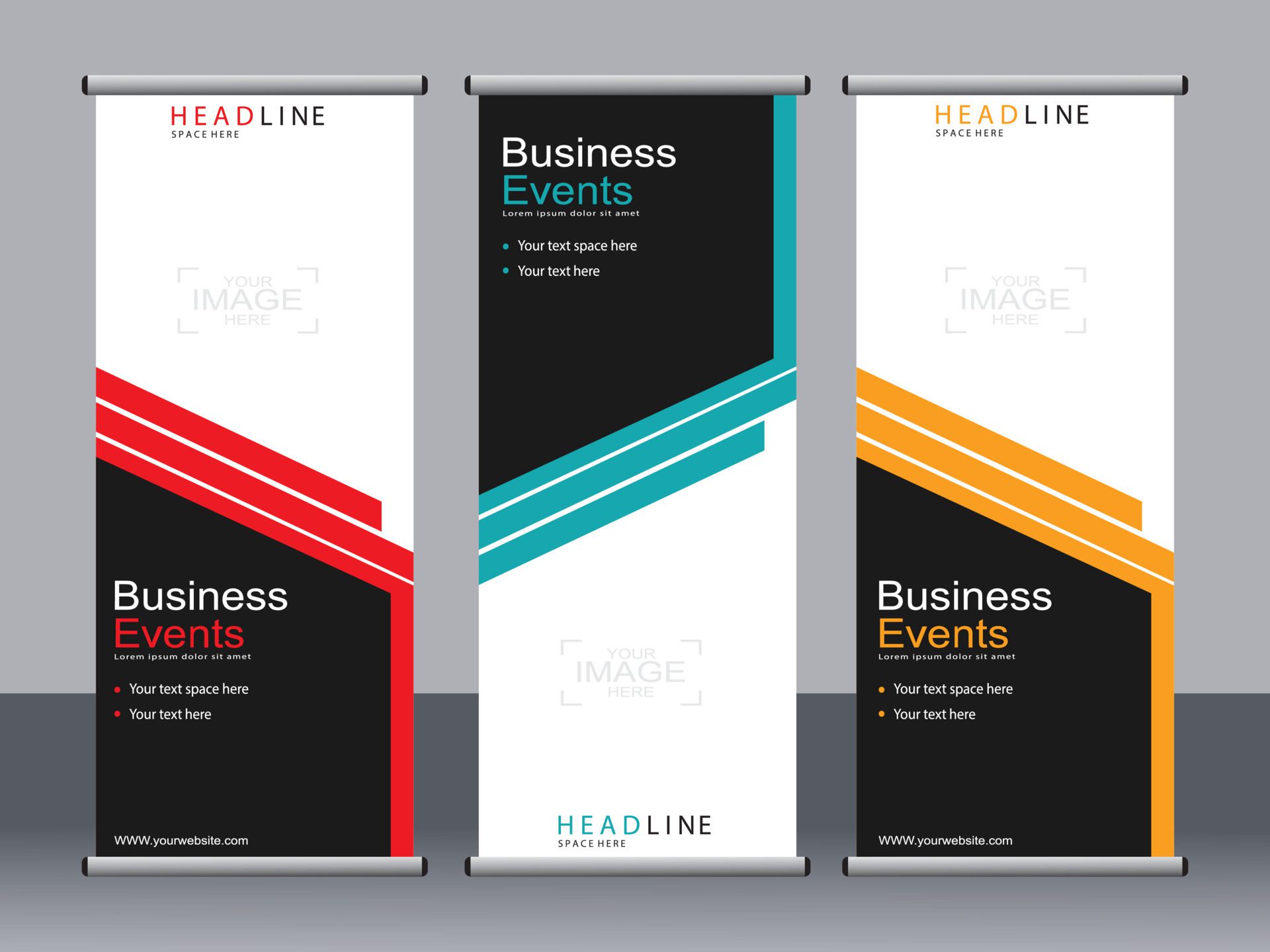 Business banner roll up set standee banner template. Free Vector