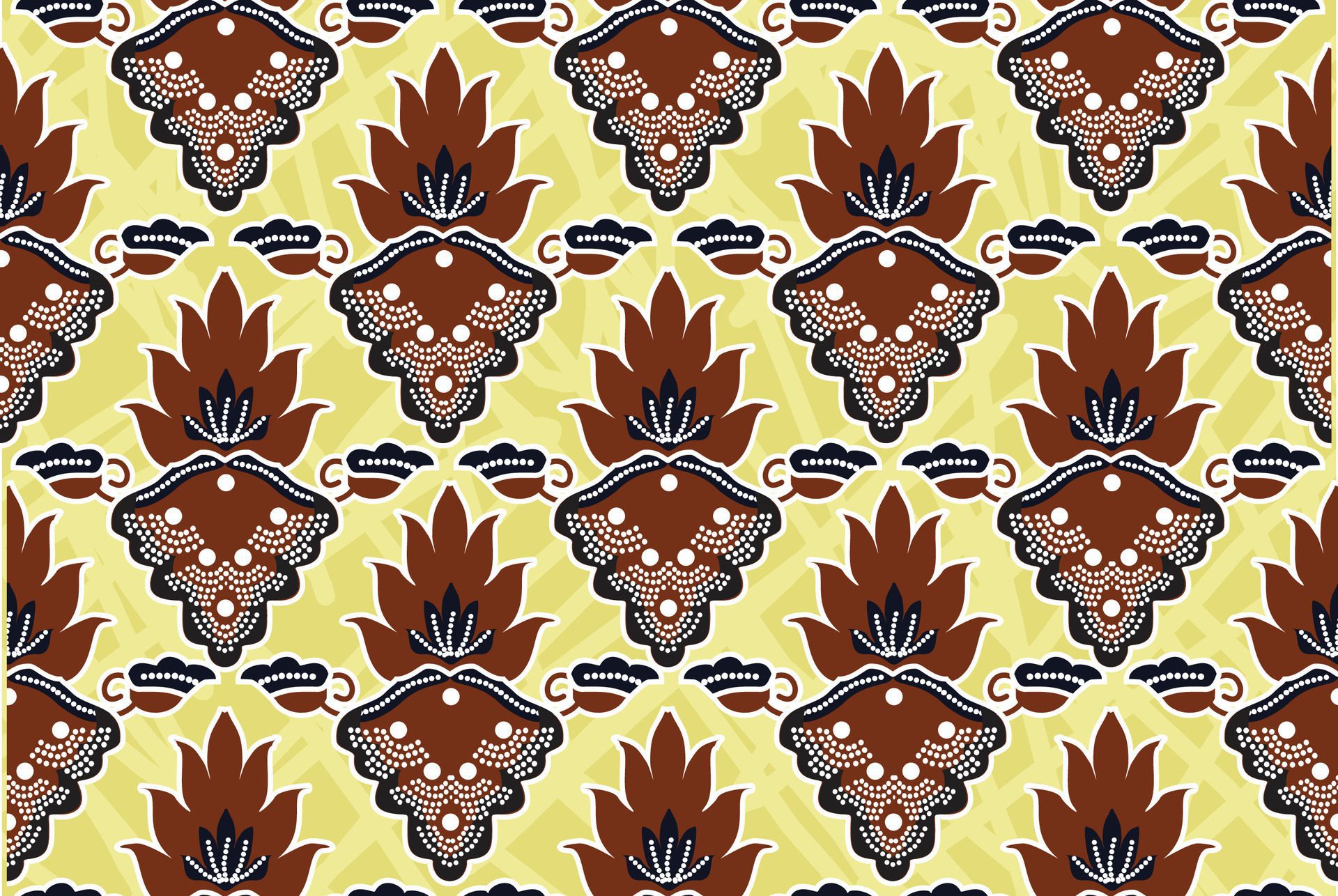 Indonesian batik motifs with very distinctive, exclusive plant patterns. EPS 10 Free Vector