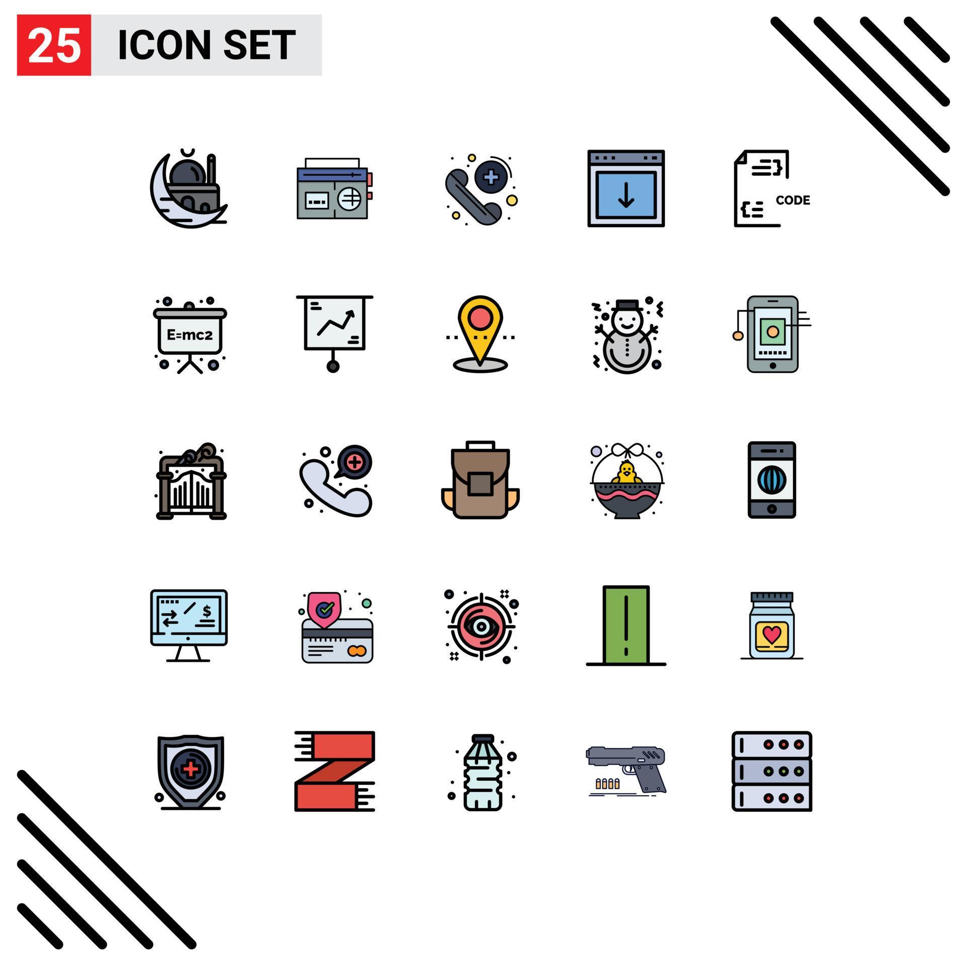 Universal Icon Symbols Group of 25 Modern Filled line Flat Colors of south down media arrow care Editable Vector Design Elements Stock Free