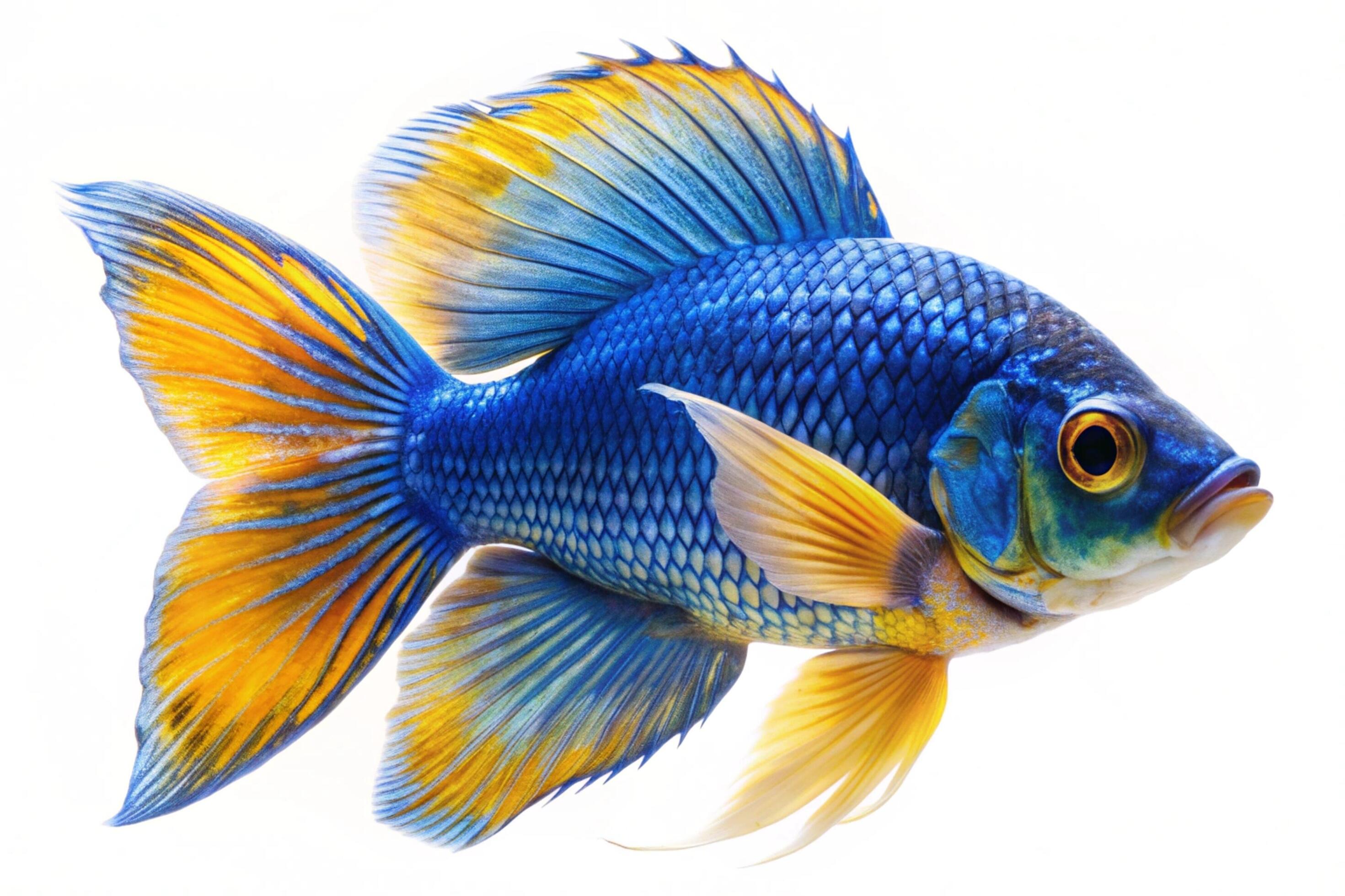 
									Blue ornamental fish isolated on white background Stock Free