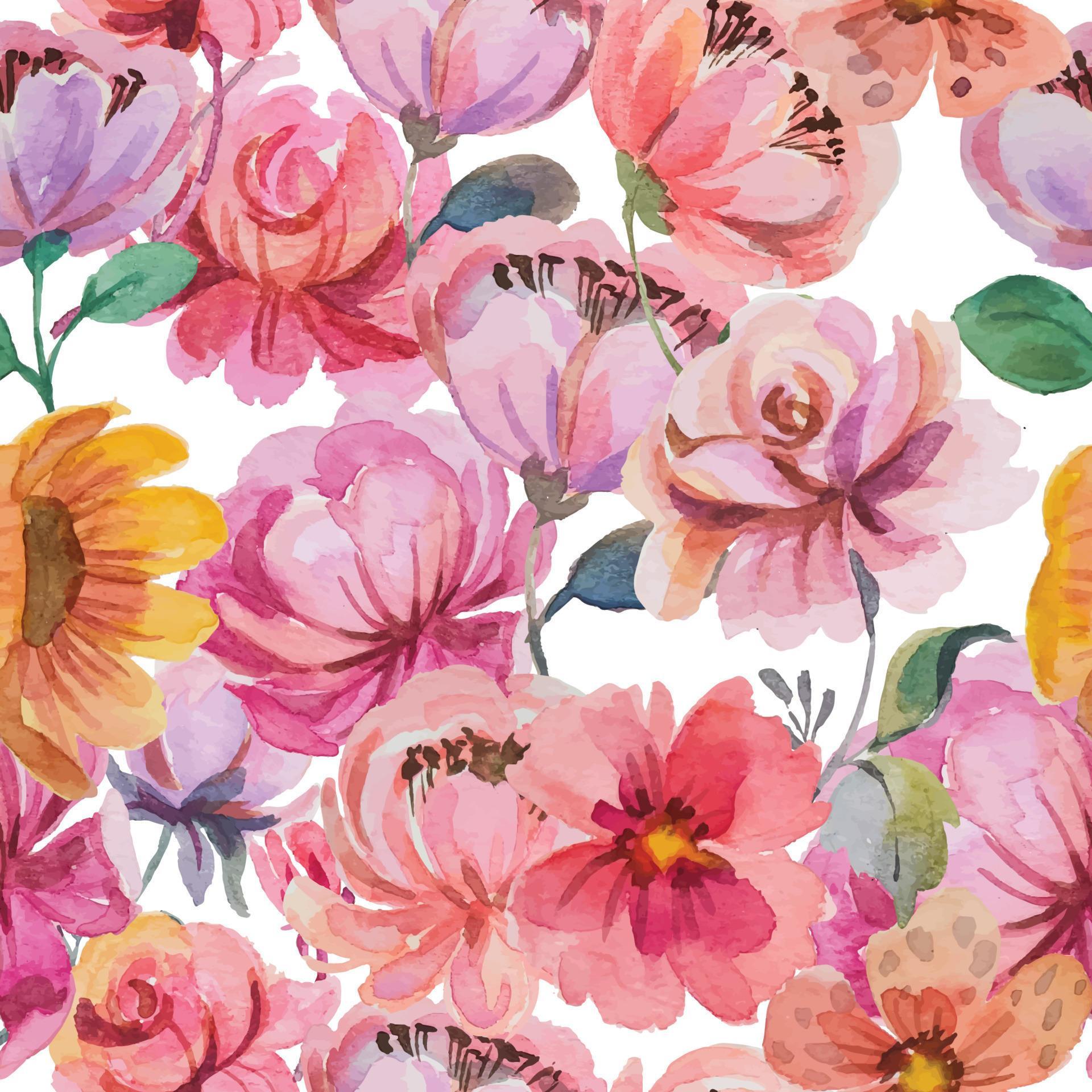 watercolor flower seamless pattern Stock Free