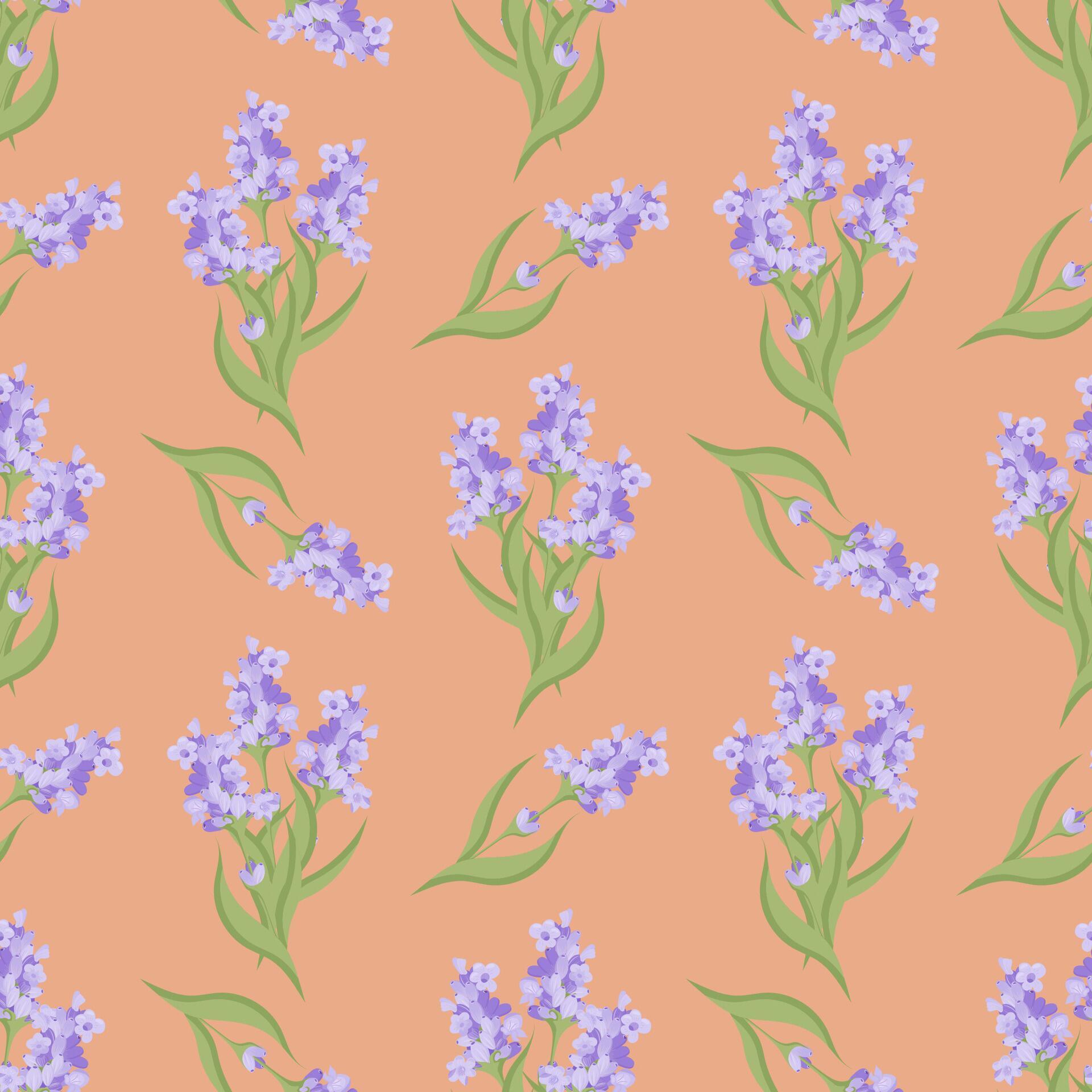 A sprig of lavender. Purple flower. Seamless pattern. illustration. Stock Free