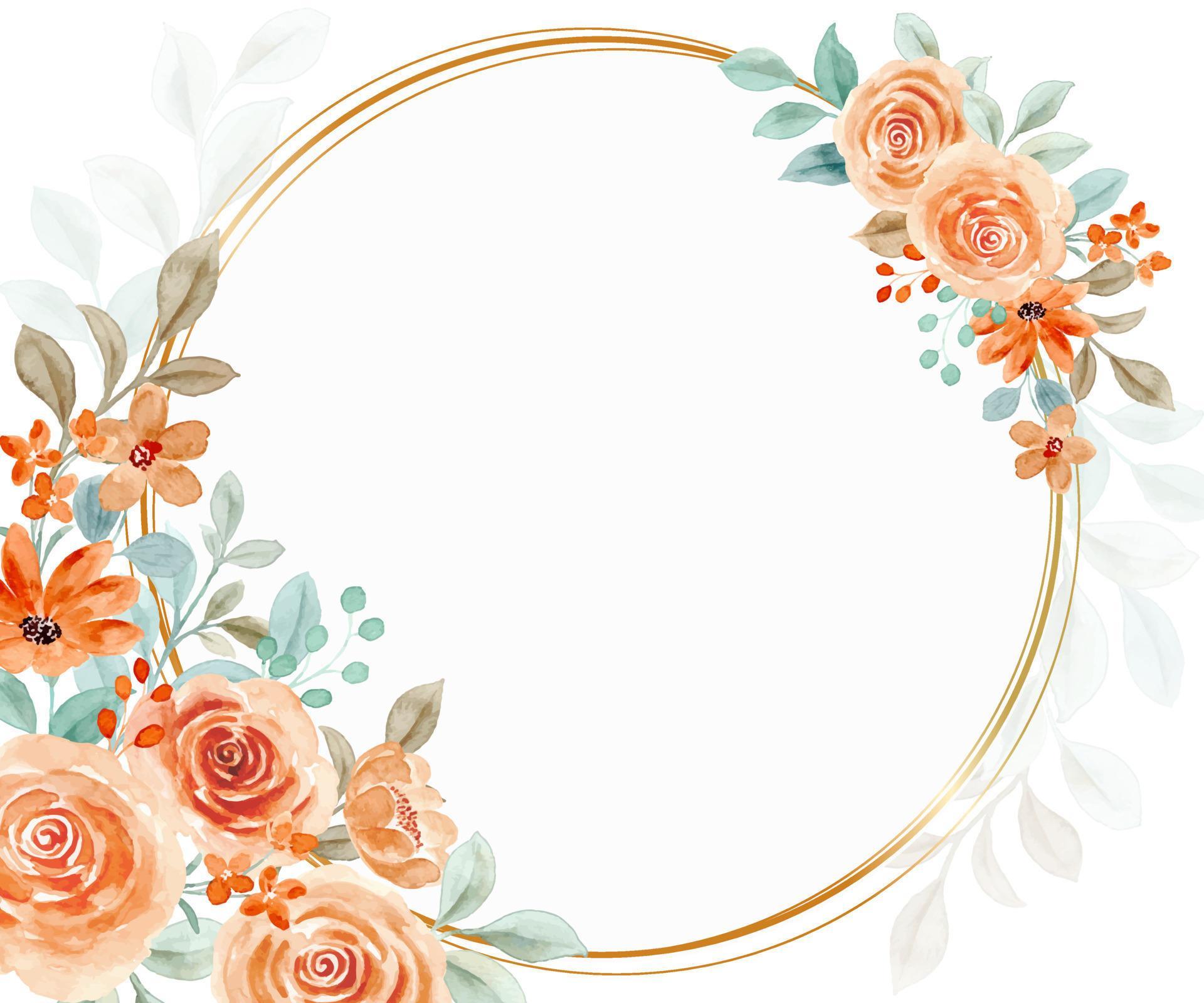 Rose flower frame with watercolor for wedding, birthday, card, background, invitation, wallpaper, sticker, decoration etc. Stock Free and Free SVG