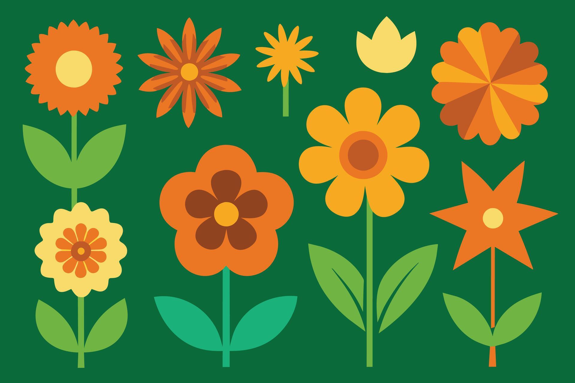 Assorted Flower Shape Vector Stock Free