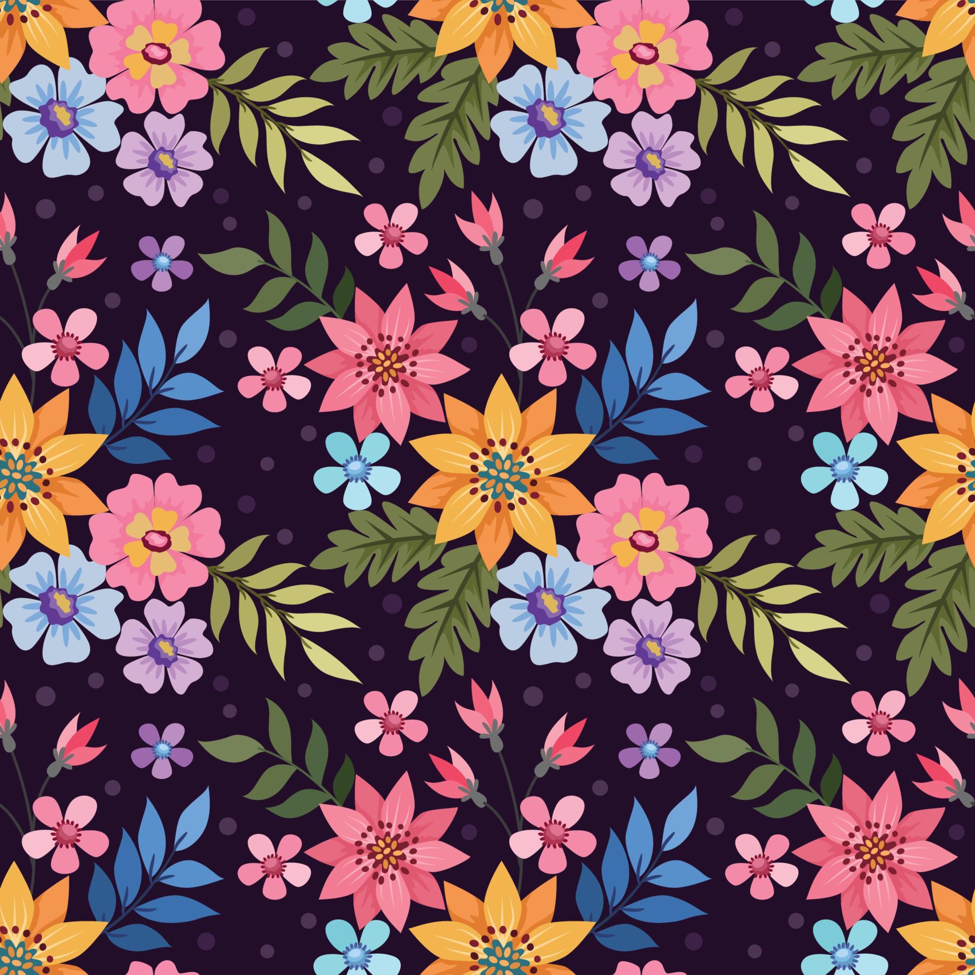 Colorful hand draw flowers seamless pattern Stock Free