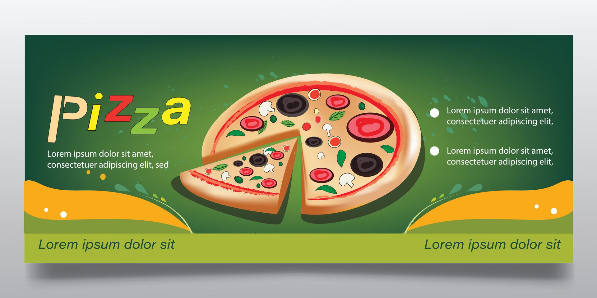 Pizza and fast food banner design Free Vector