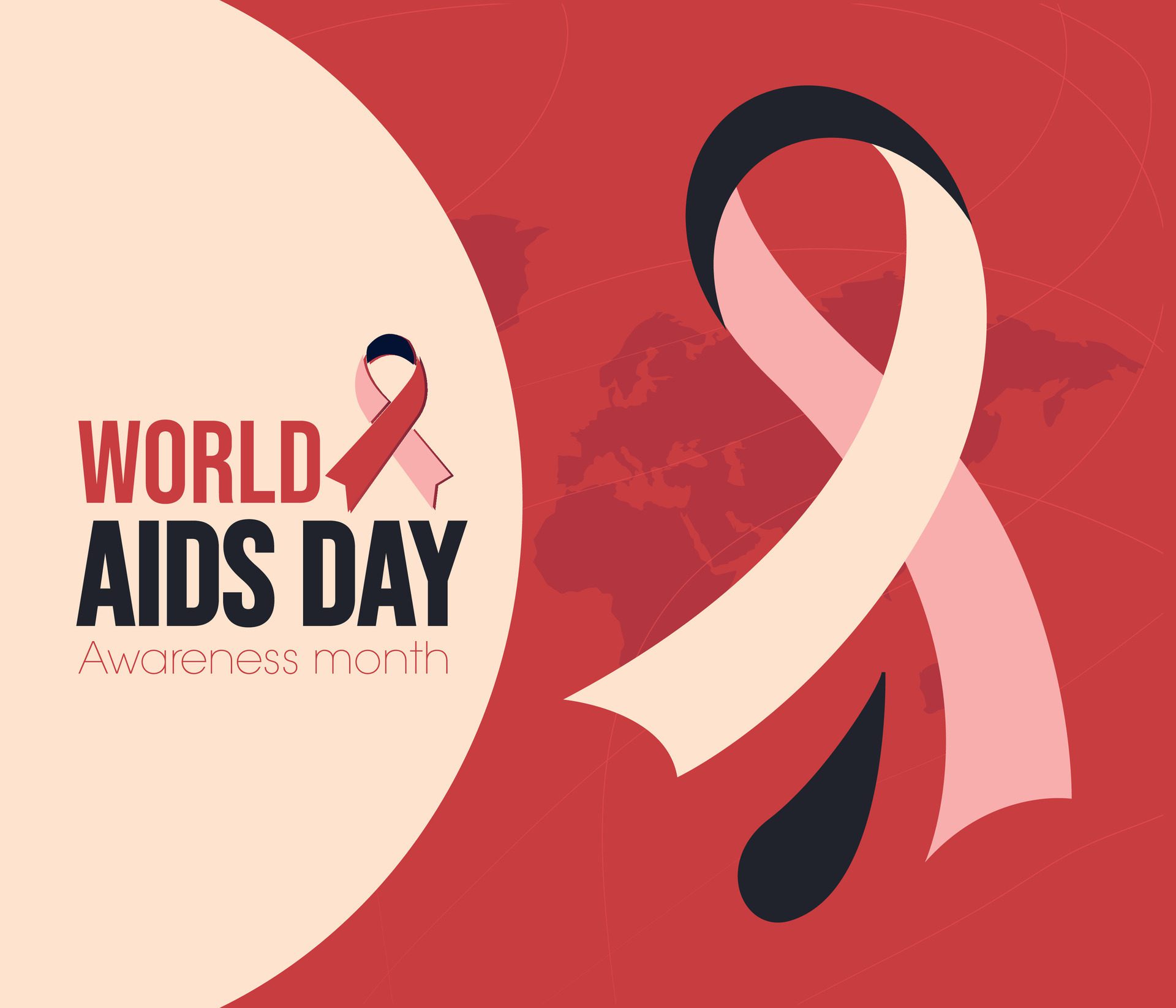 World aids day banner red awareness ribbon illustration Free Vector